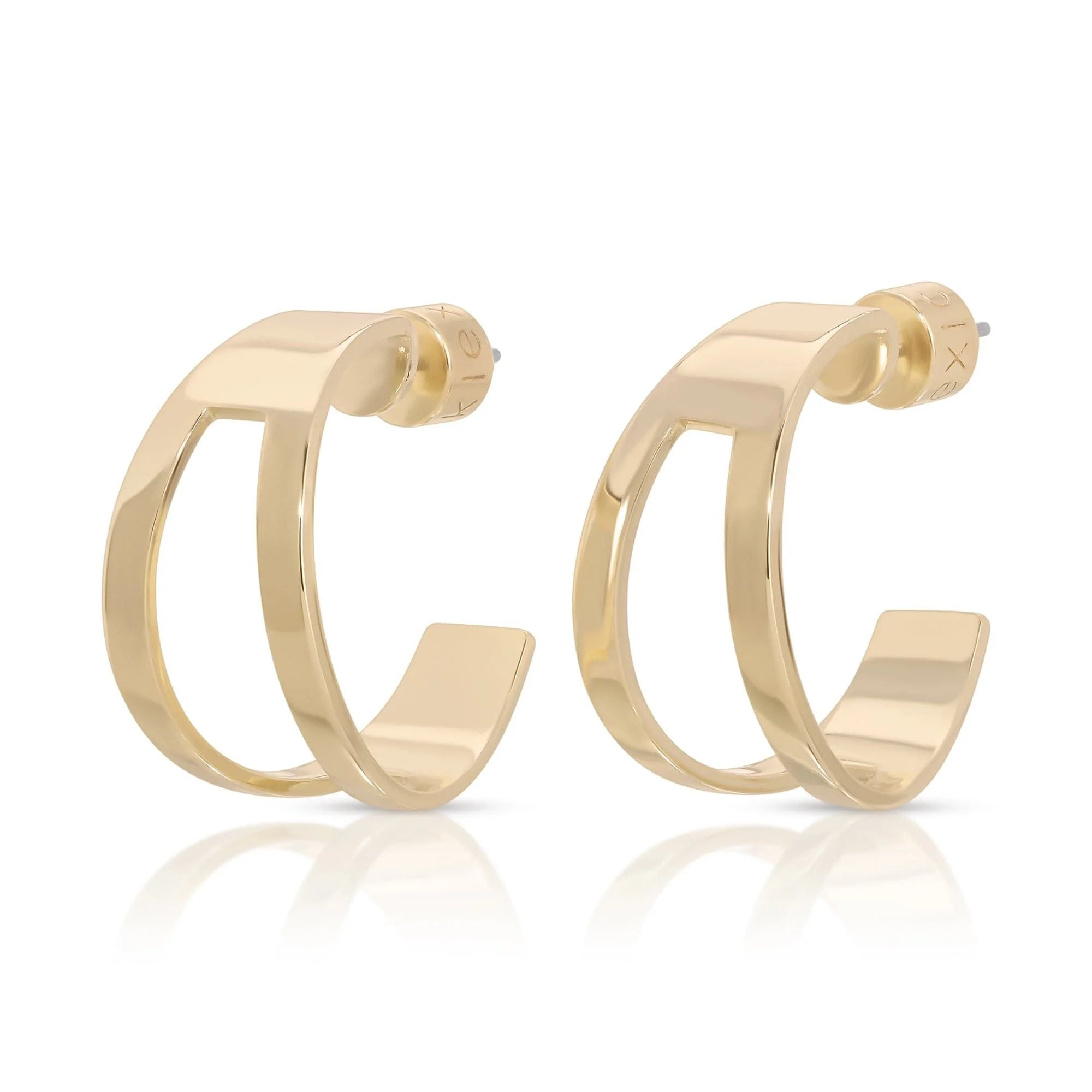 Gold hoop earrings from Theo Cut-Out Tapered Hoops collection, stylish and trendy accessory