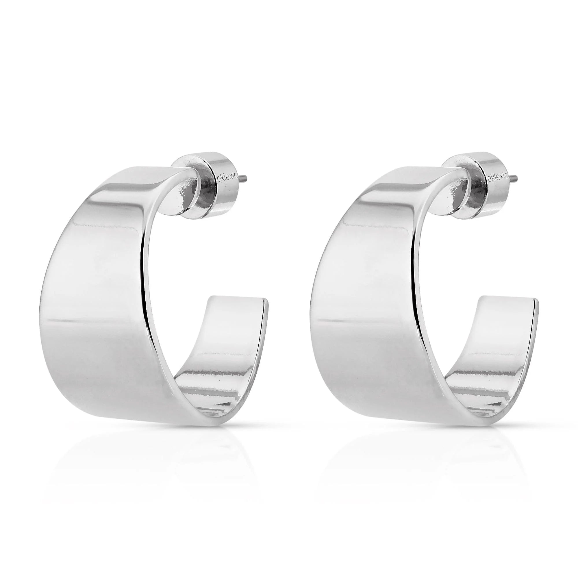 Silver hoop earrings from the Theo Hoops collection for a chic look
