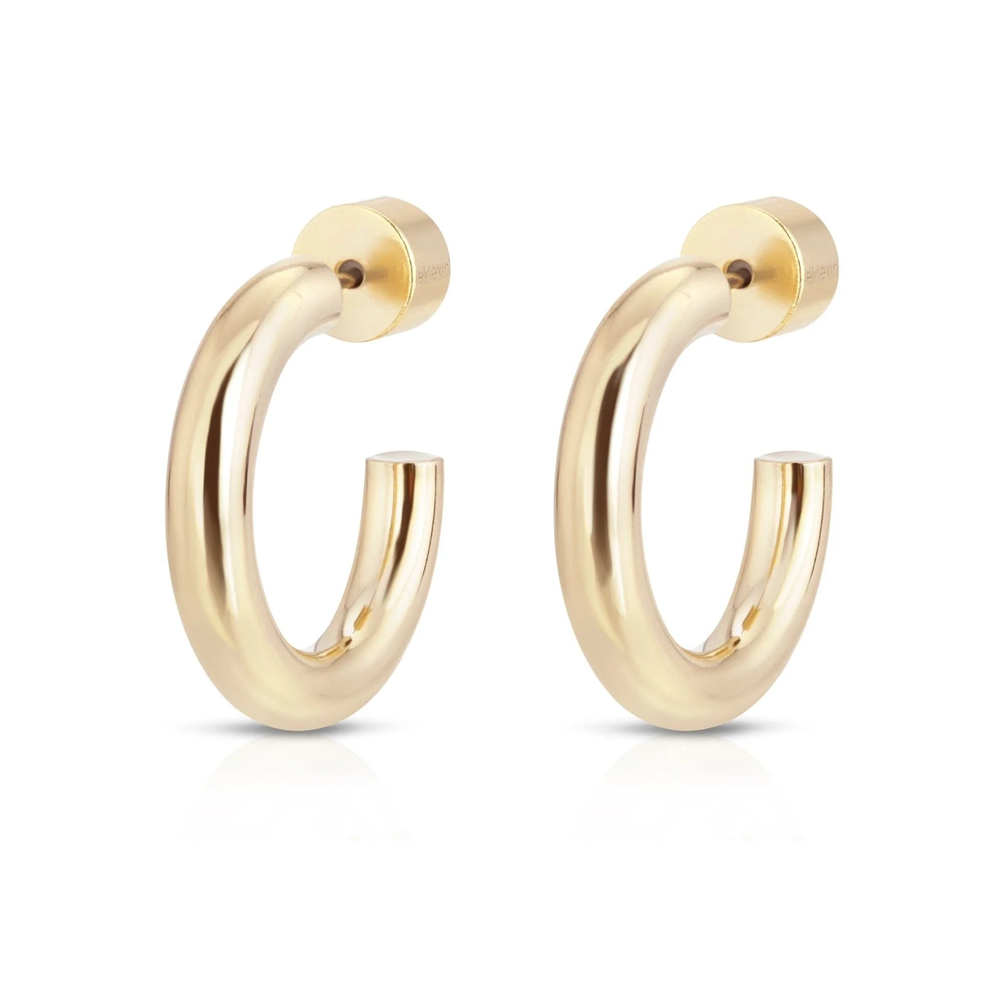 Golden hoop earrings from Zo Huggie Hoops lineup perfect for stylish looks