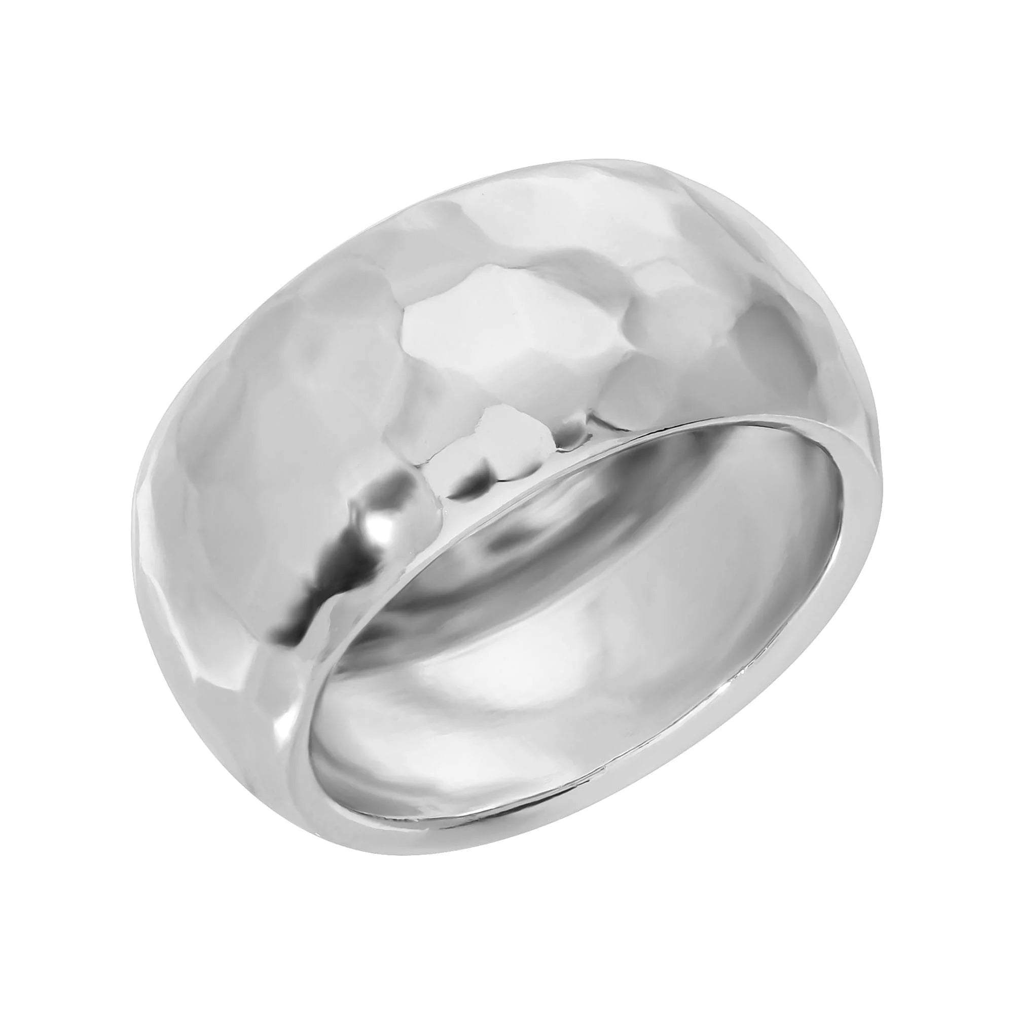 Hammered Silver Ring from Hammered Domed Ring collection showing its unique textured design