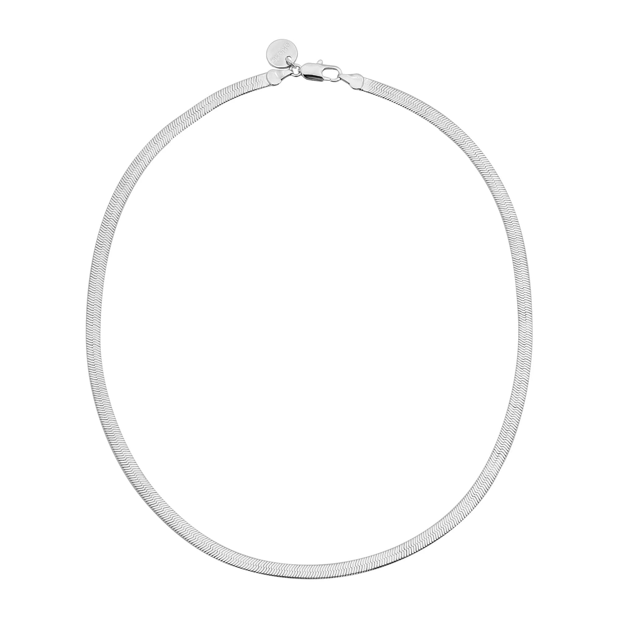 Silver herringbone chain necklace from 5mm Viper Chain Necklace collection