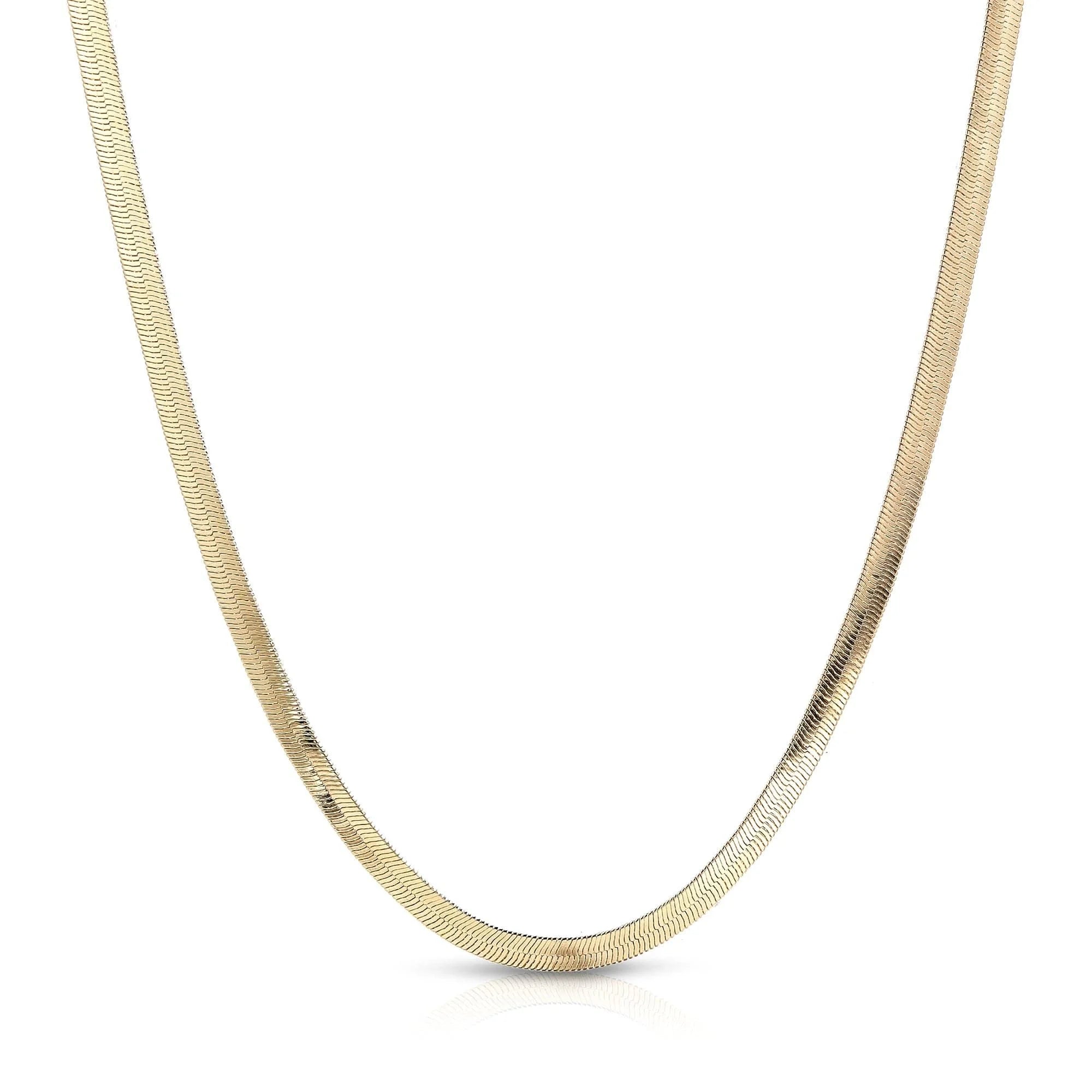 Gold Herringbone Chain Necklace with 7mm Viper Chain Style for a sleek look