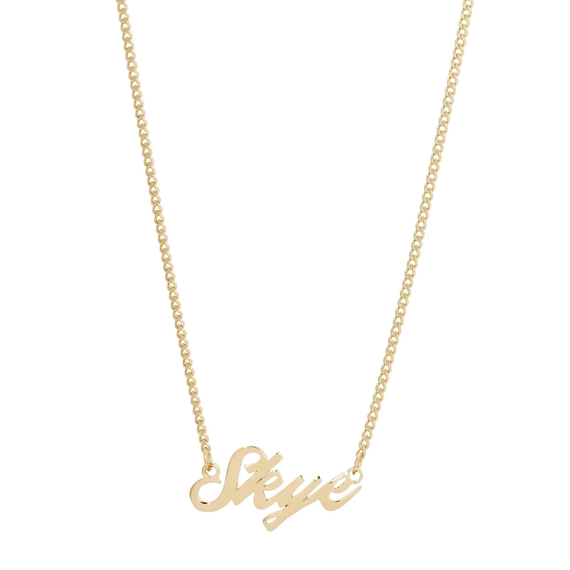 Gold nameplate necklace from Custom Script Nameplate for a stylish personalized look