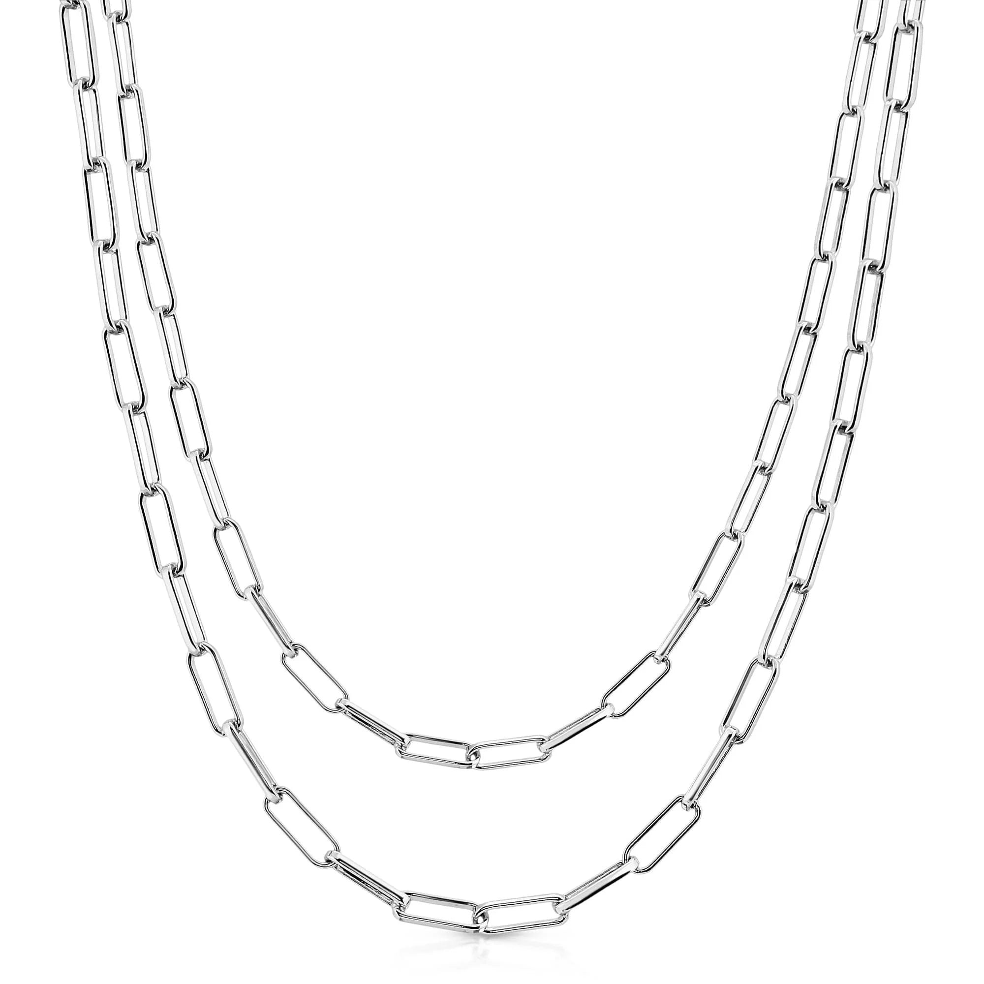Silver chain necklaces from the Double Elongated Link Mask Chain collection