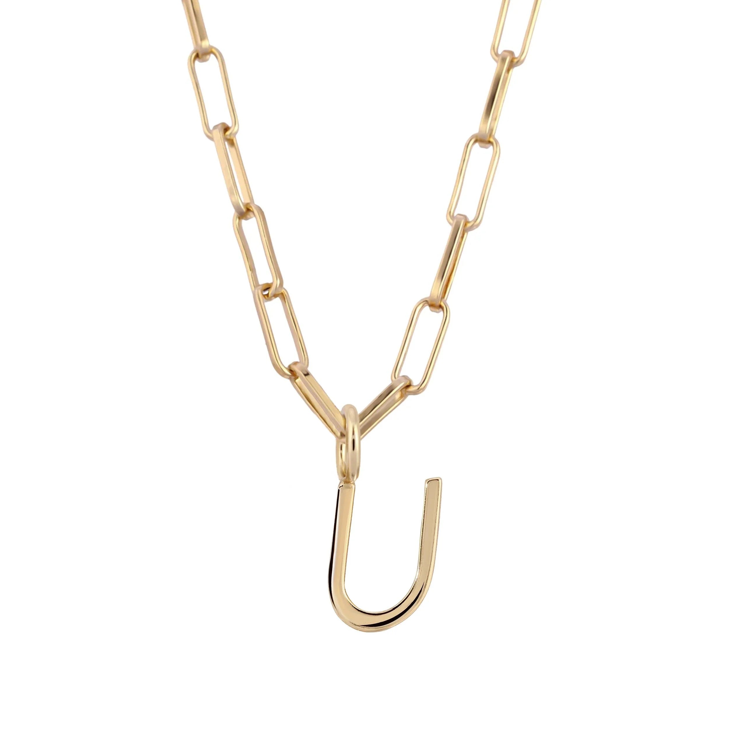 Essential Letter Charm Necklace - GOLD / U / 16’’ - Charm Necklaces