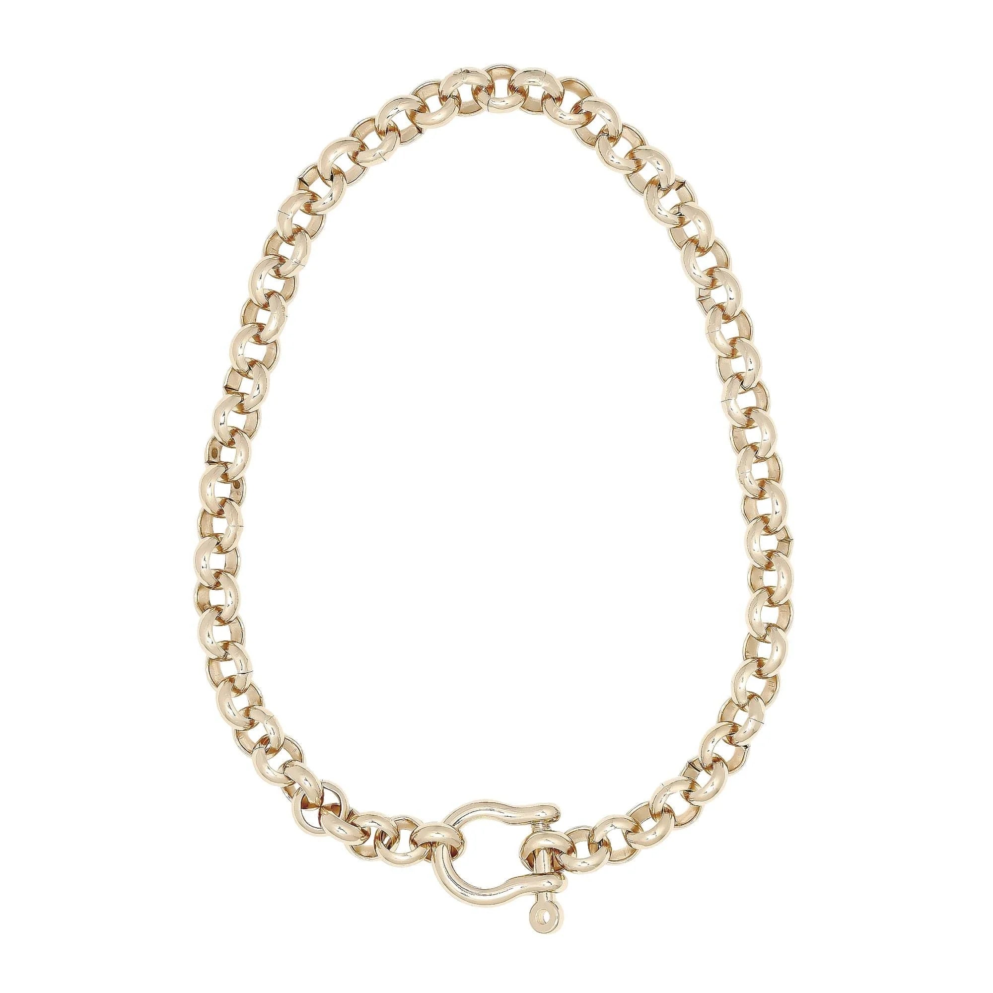 Gold-toned Harley Necklace with horseshoe clasp, stylish chain jewelry for women