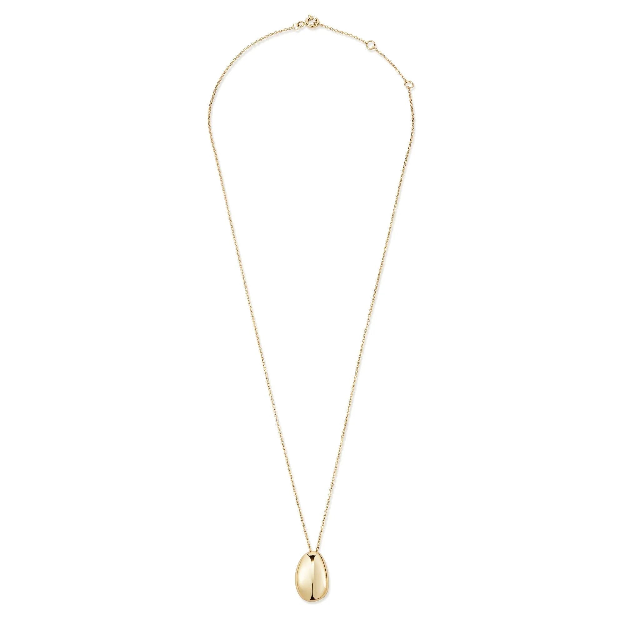 Gold chain necklace with smooth oval pendant from Harmony Pebble Pendant Necklace collection