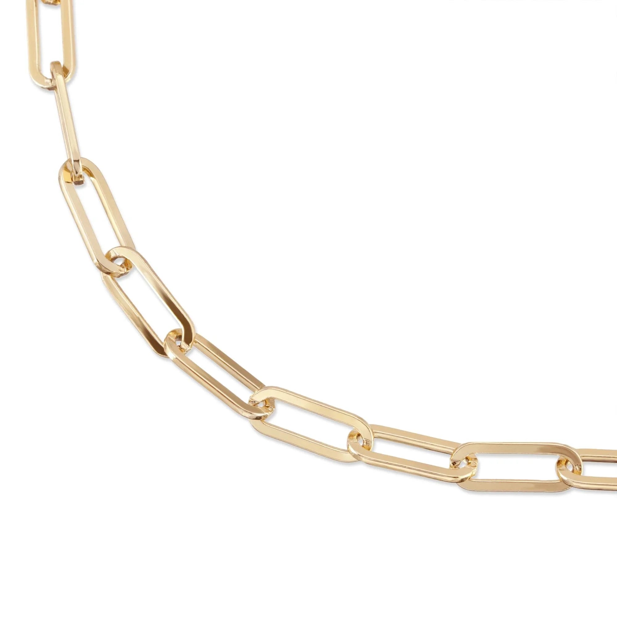 Gold chain link necklace from Large Elongated Link Chain collection