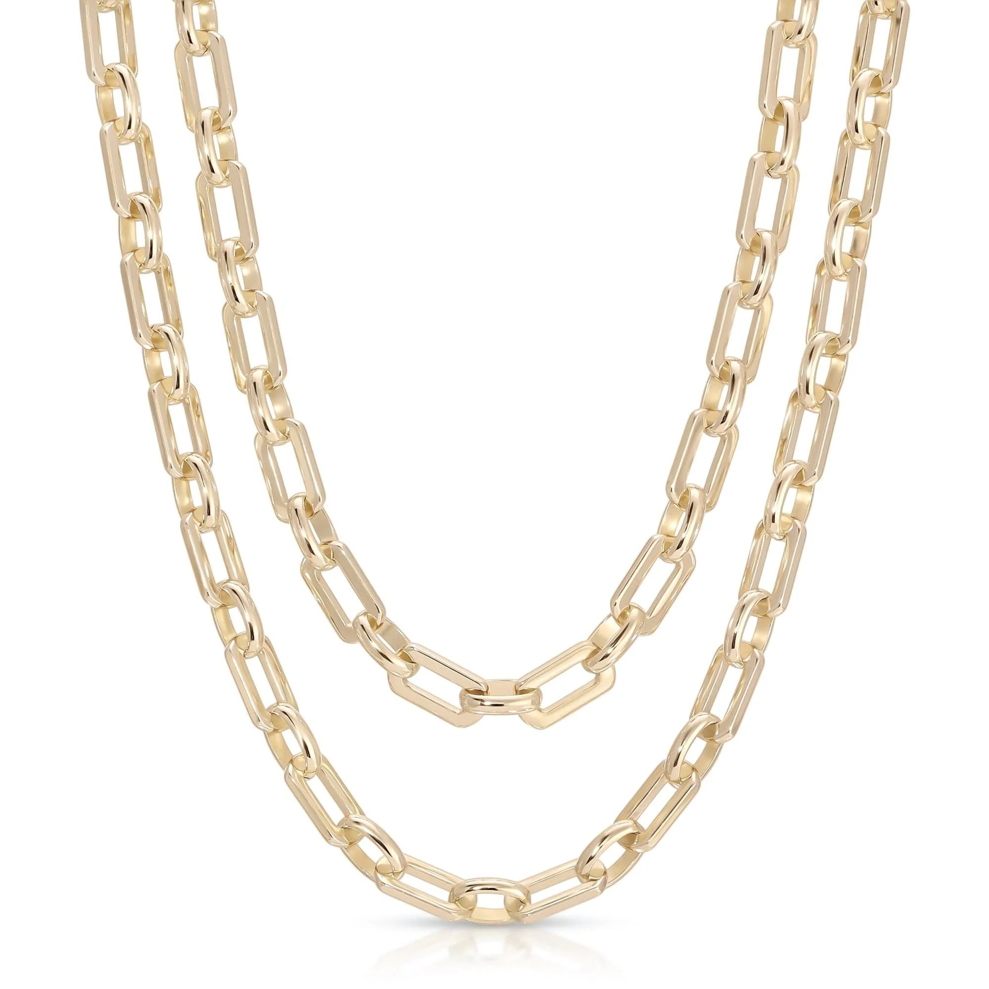 Gold-toned Liv Double Chain Necklace displayed stylishly on a neutral background