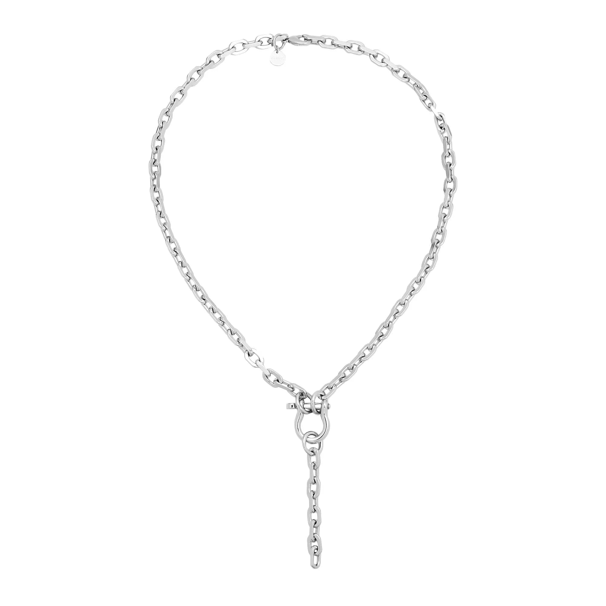 Silver chain link necklace from the Livia Lariat Necklace collection