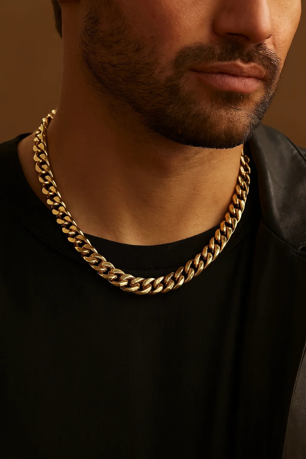 Thick gold Cuban link chain necklace for Men’s Cuban Link Necklace product display