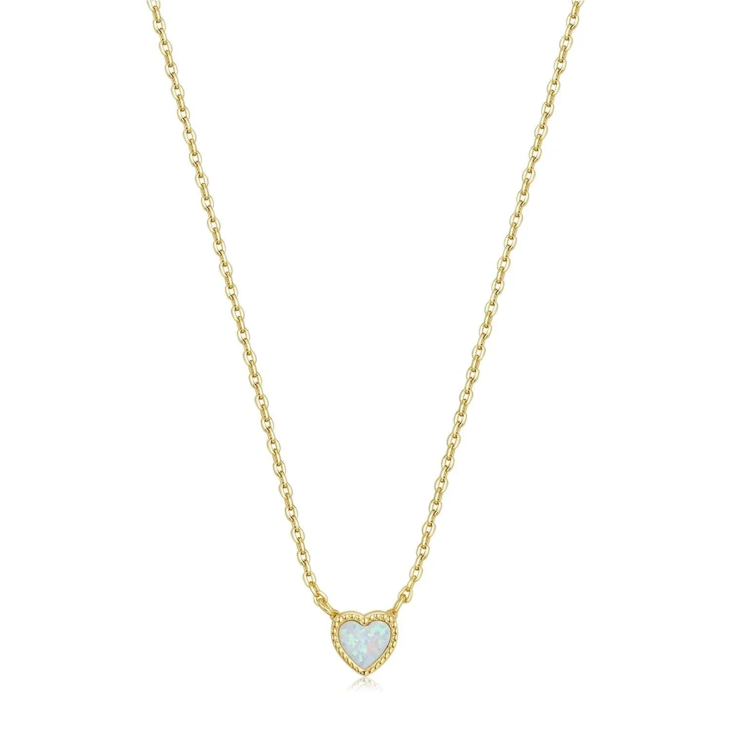 Gold chain necklace with a heart-shaped Micro Opal Pendant perfect for gifting
