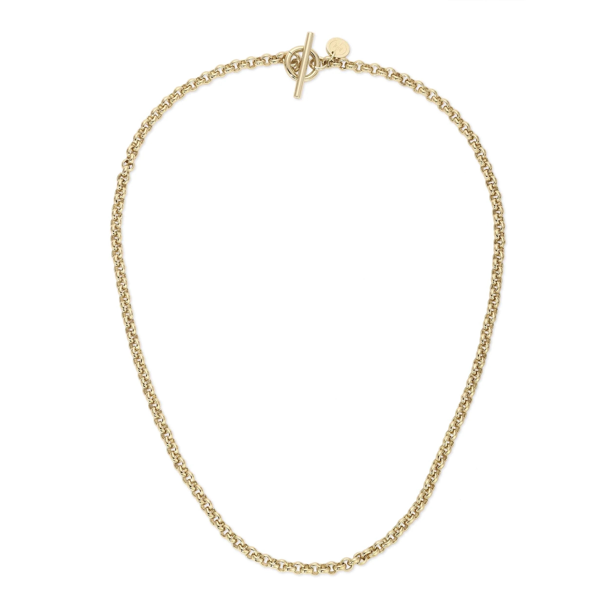 Gold chain necklace with toggle clasp from Micro Royal Rolo Chain collection