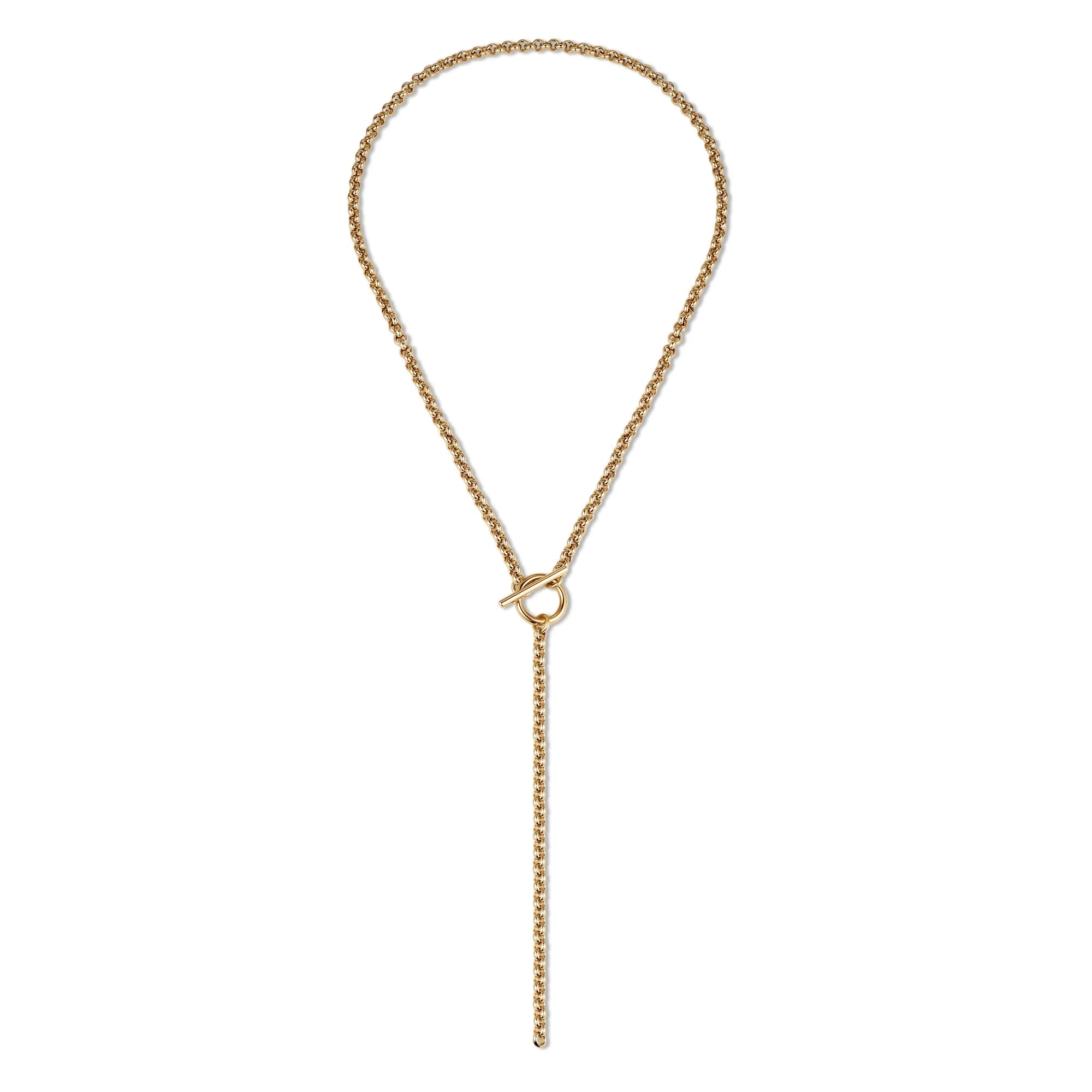 Gold-toned chain necklace with toggle clasp from Micro Royal Rolo Toggle Lariat