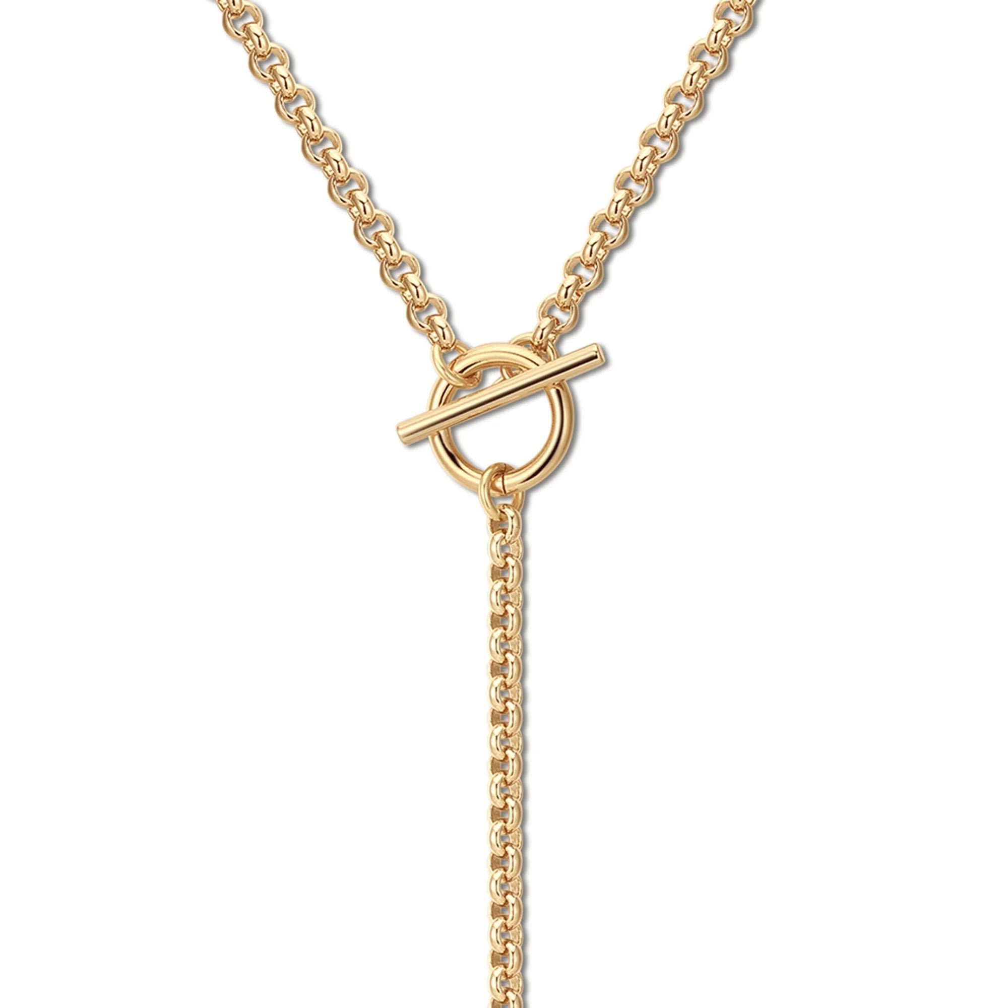 Gold-toned toggle clasp necklace from Micro Royal Rolo Toggle Lariat collection