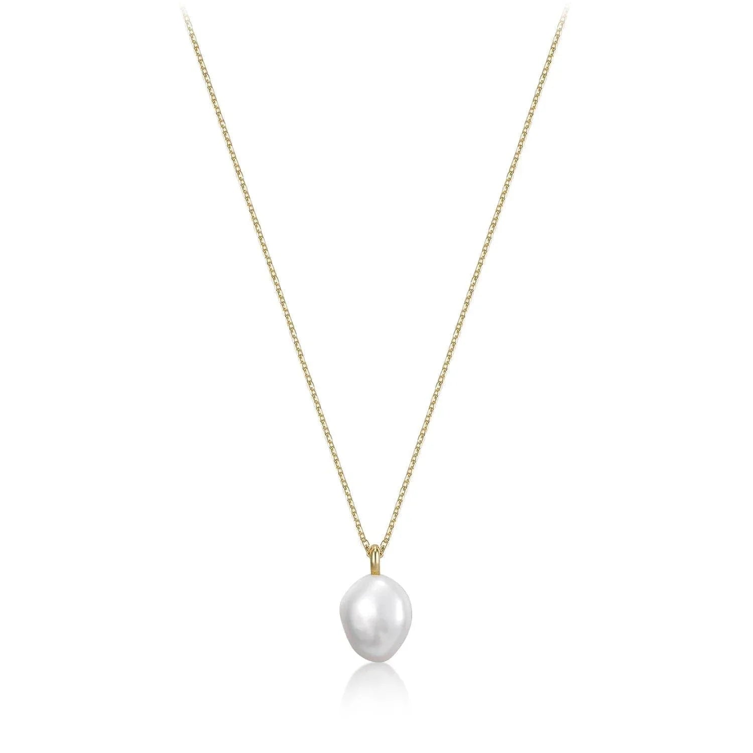 Mini Pearl Pendant Necklace with a gold chain and baroque pearl charm