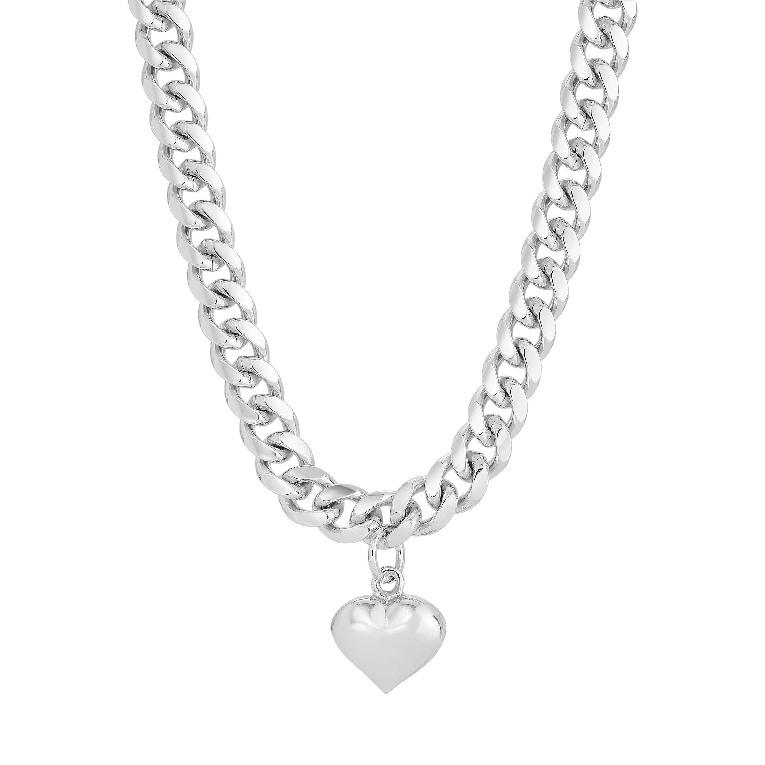 Silver chain necklace with heart pendant from Paola Choker Necklace collection