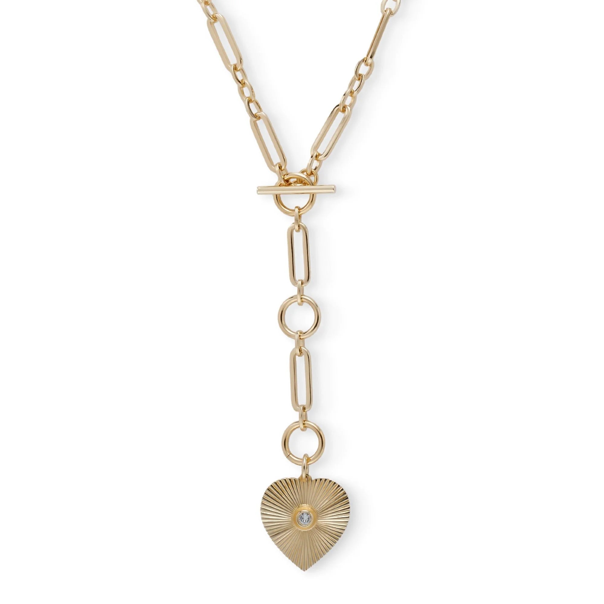 Gold-toned heart pendant necklace from Perla Convertible Lariat Necklace collection