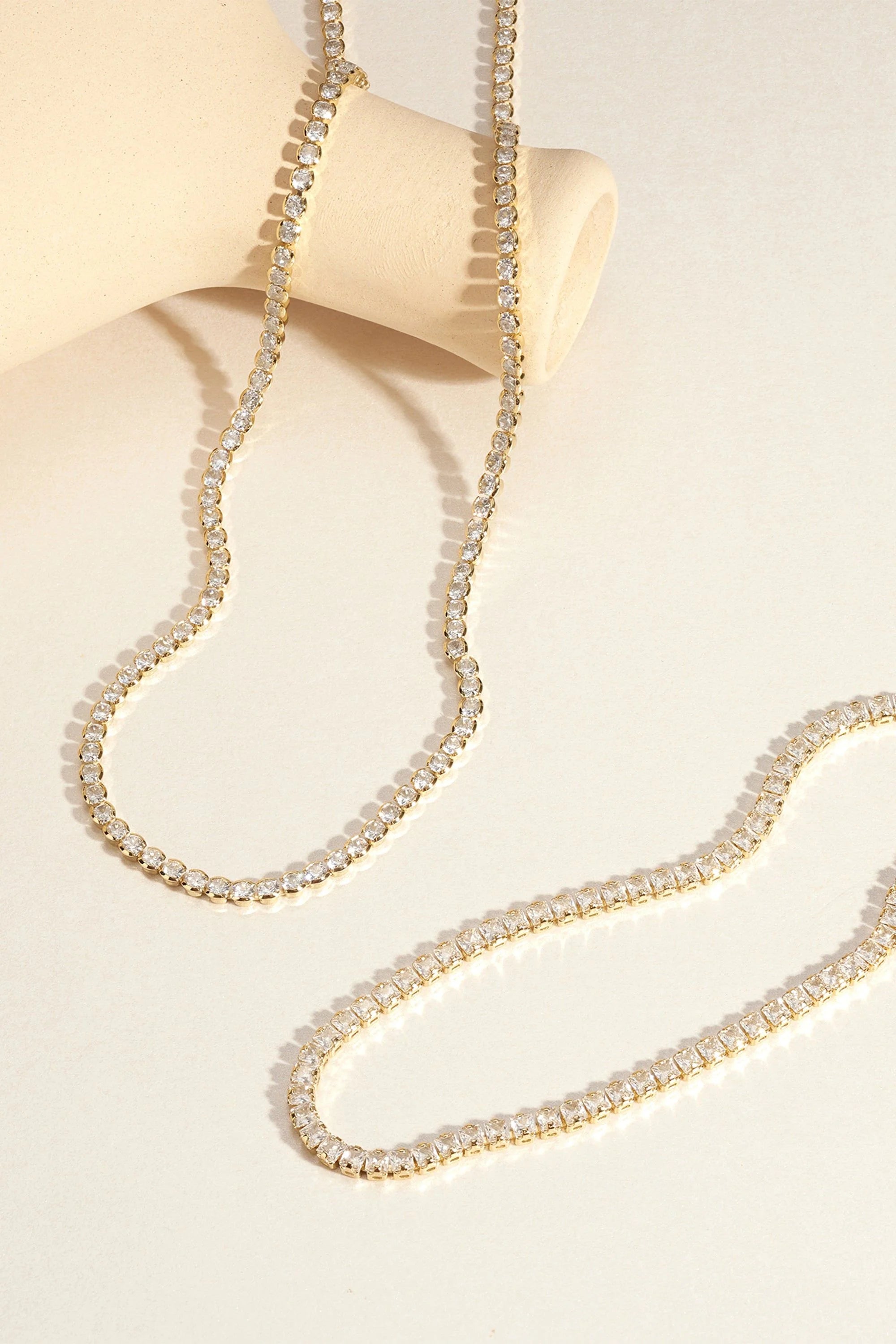 Sparkling Rhinestone Necklaces displayed on Round CZ Tennis Necklace product