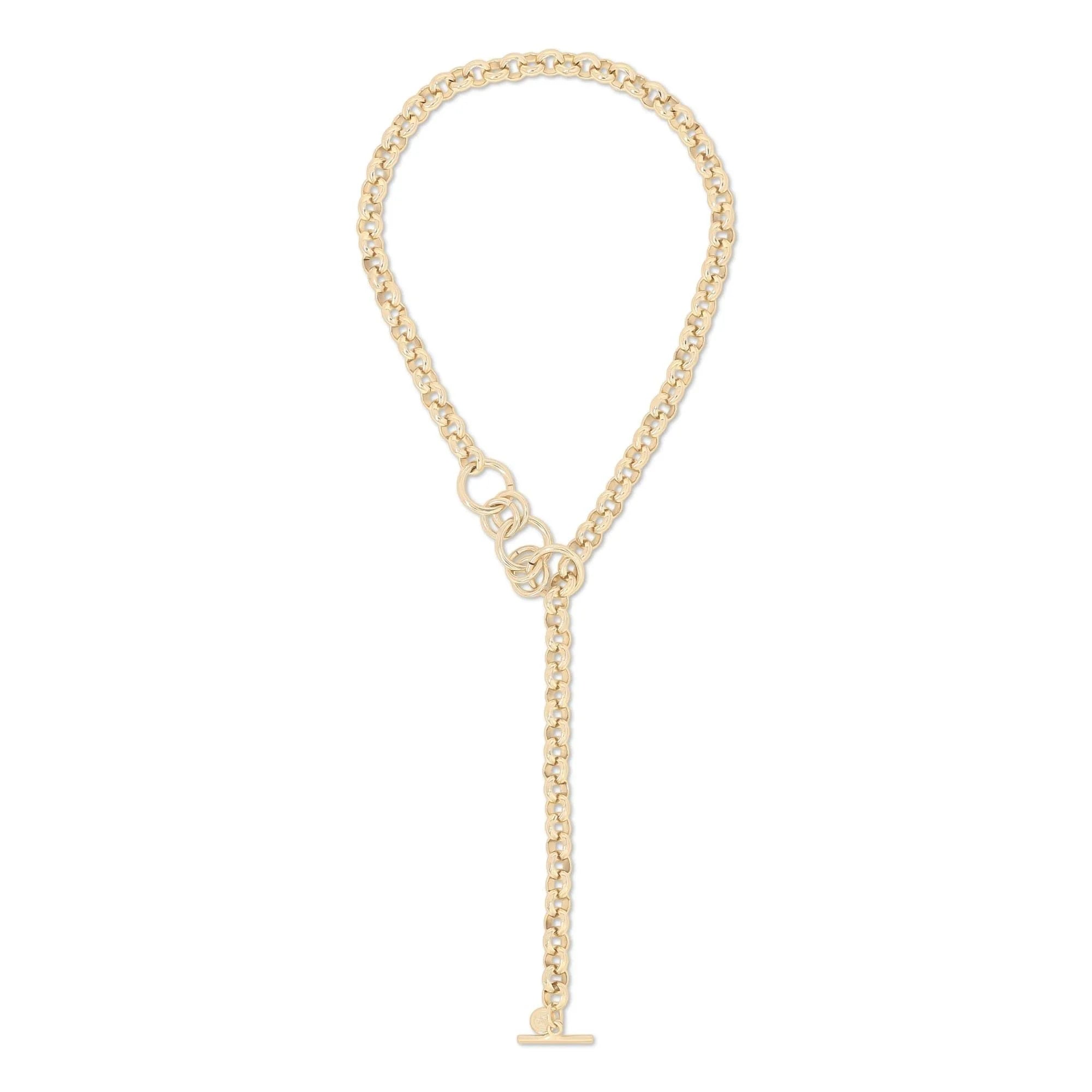 Gold chain necklace with T-bar closure from Royal Toggle Convertable Lariat Necklace