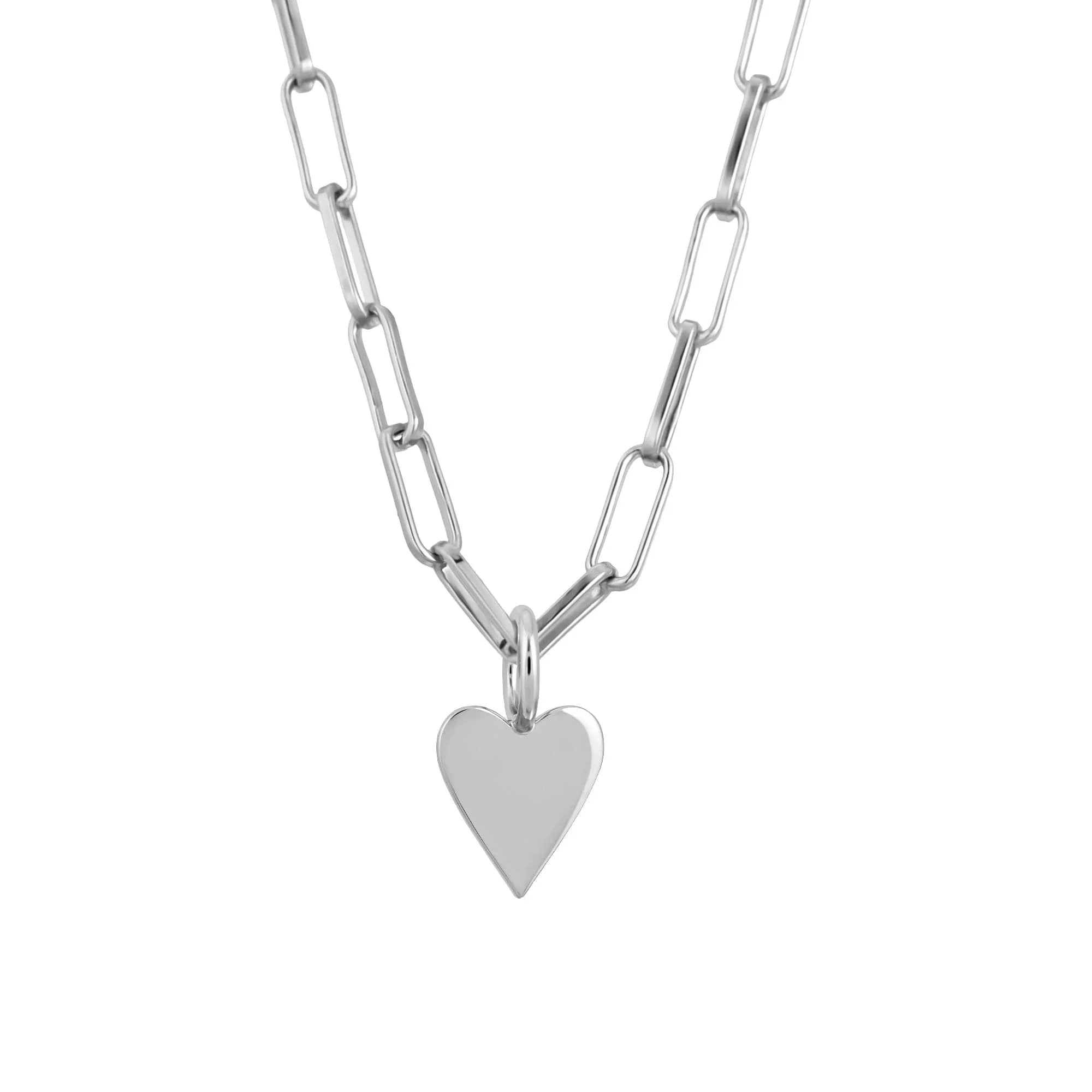 Silver Helena Charm Necklace with a shiny silver heart pendant for a cute vibe