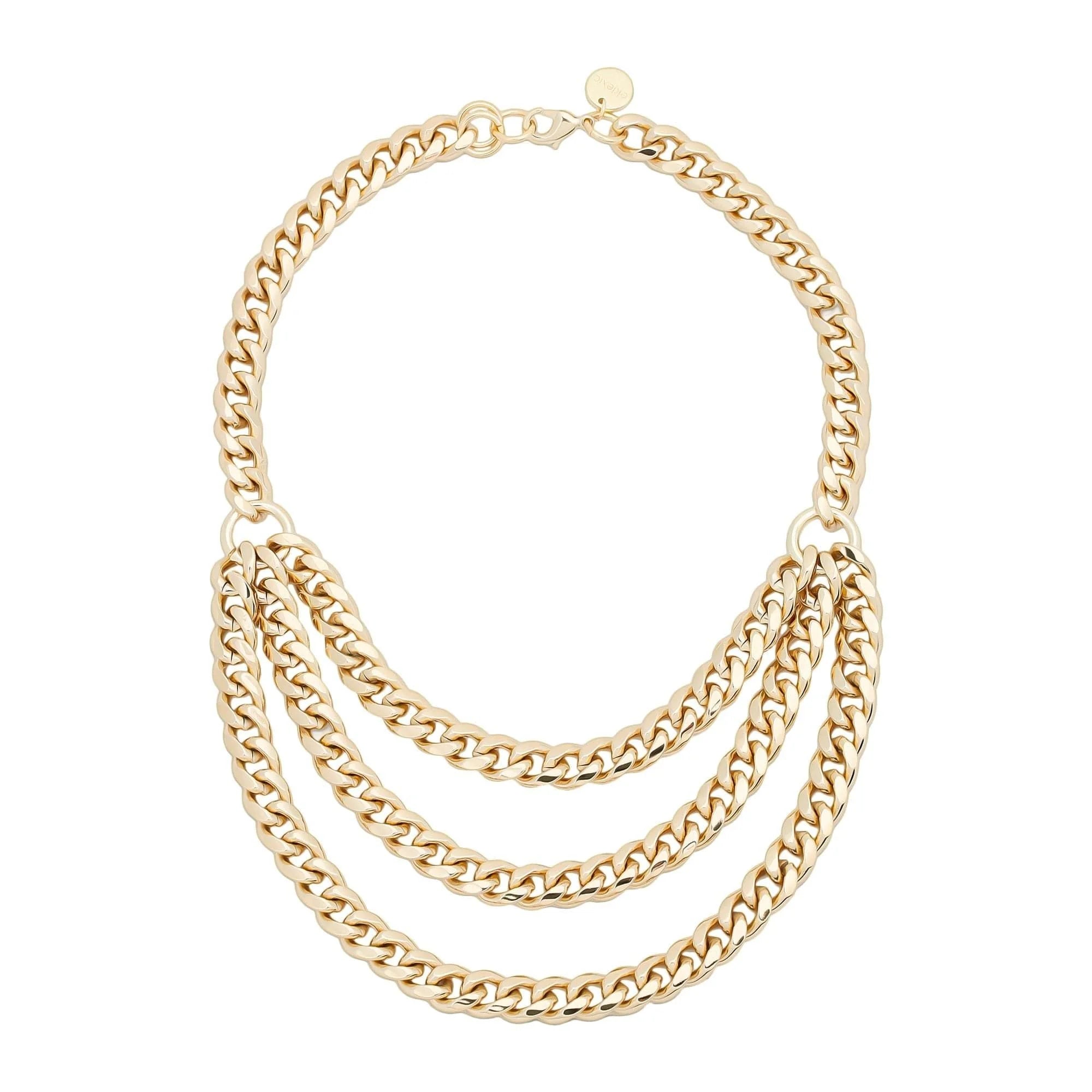 Gold-toned multi-strand curb chain necklace from Triple Layer Curb Chain Necklace collection