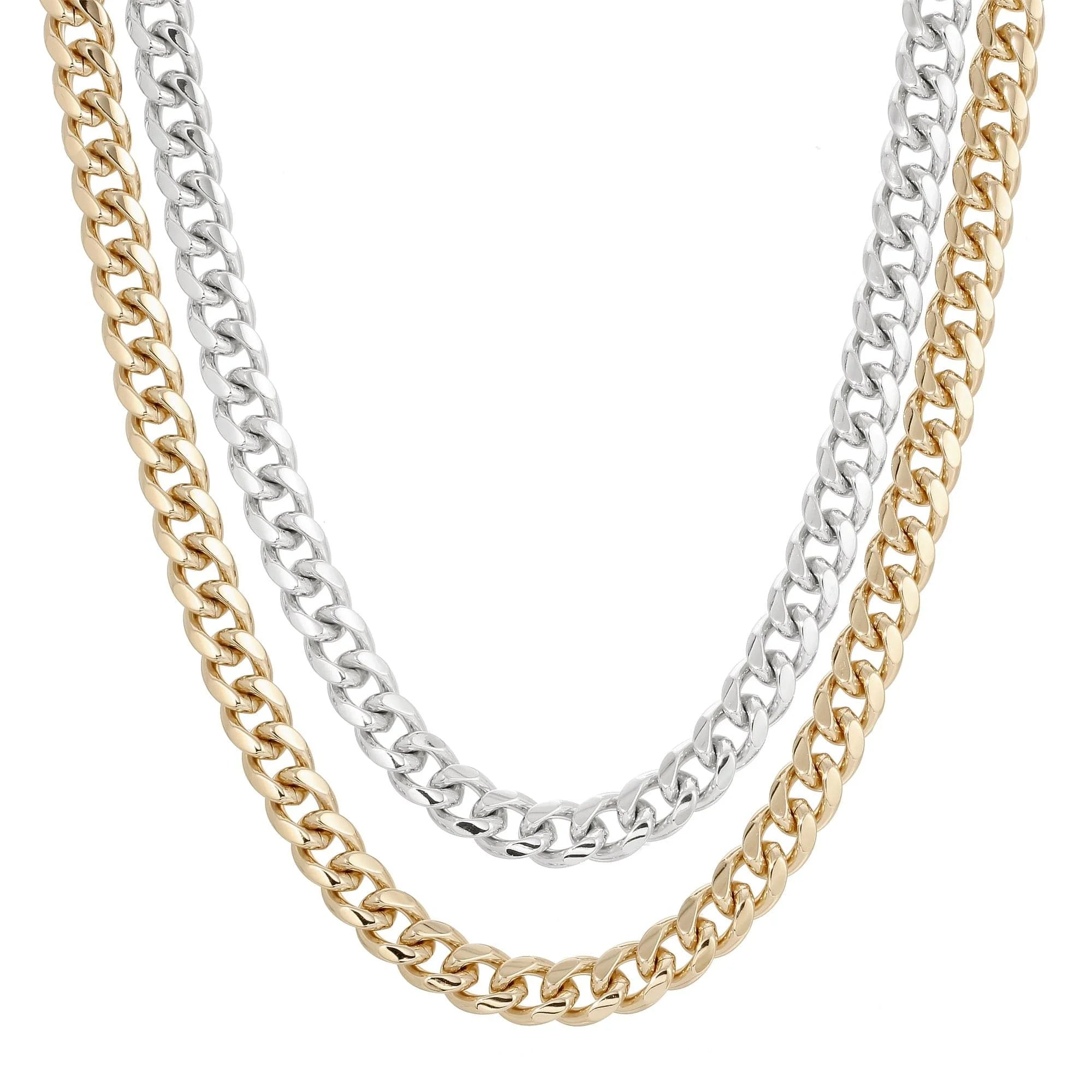 Two-toned metal curb chain necklaces for a stylish layered look