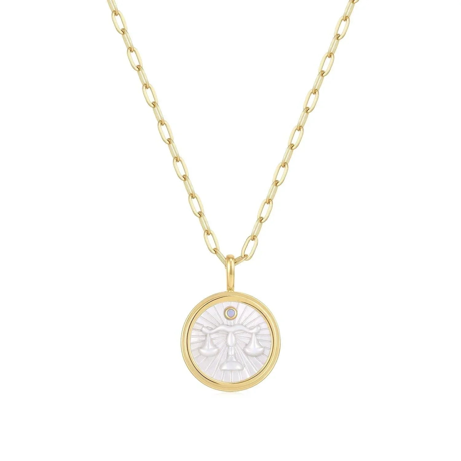 Gold chain necklace with Libra pendant from Zodiac Libra Mother Of Pearl Collection
