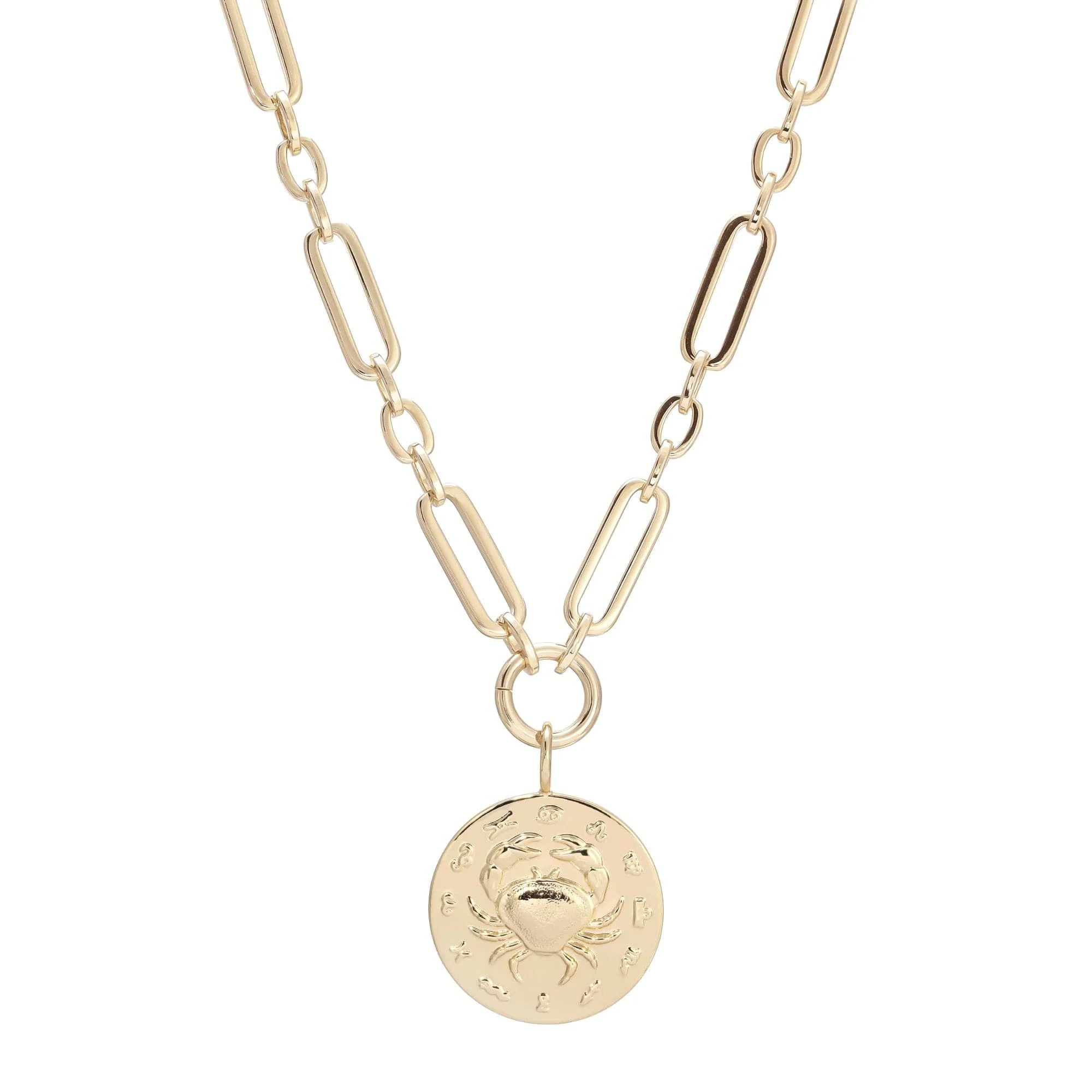 Gold-toned Zodiac Pendant Necklace hanging on a chain for zodiac lovers