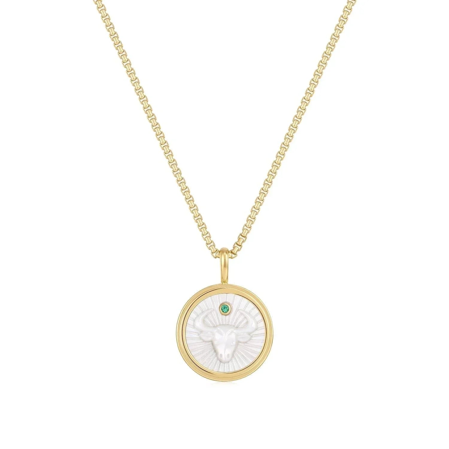 Gold chain necklace with Taurus pendant from Zodiac Taurus Mother Of Pearl collection