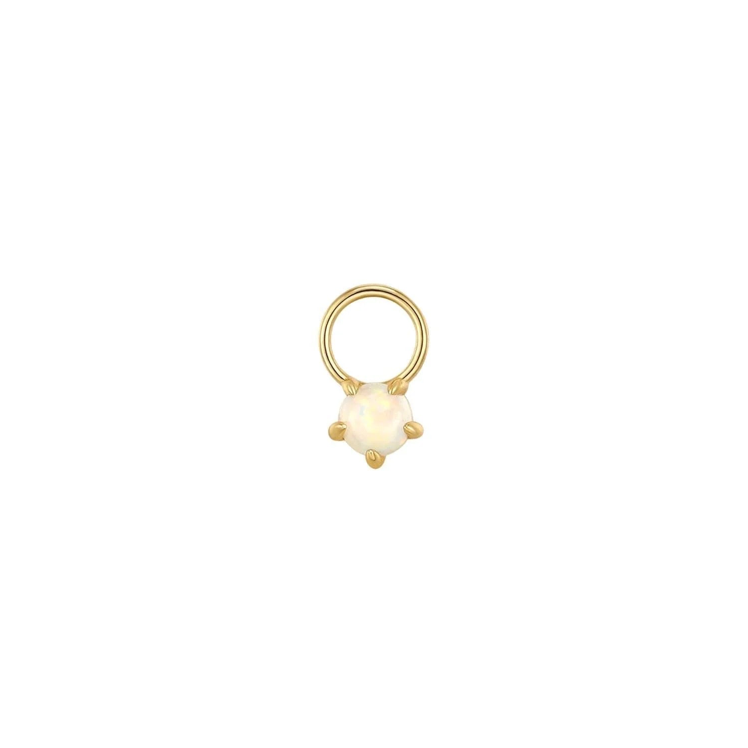 Gold pendant with a stunning opal in the Opal Solitaire Hoop Charm jewelry piece