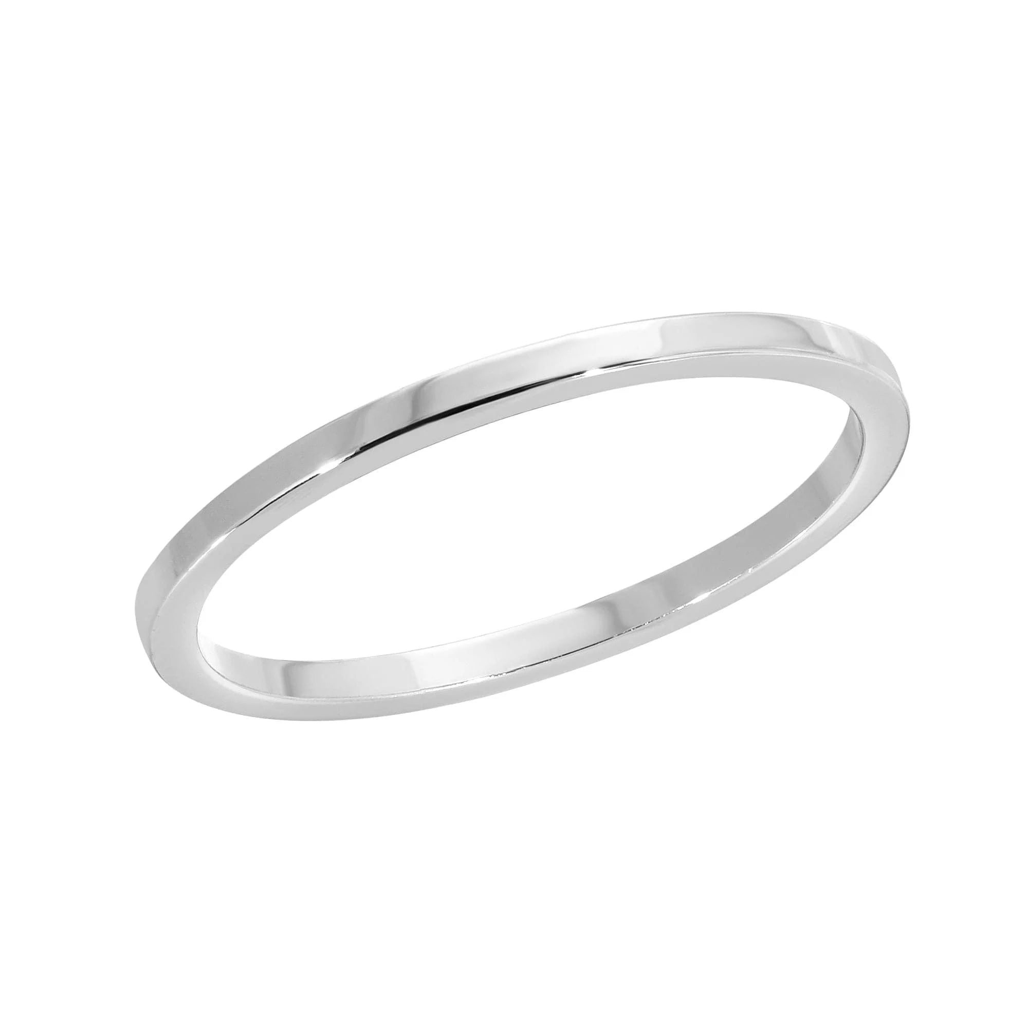 Shiny silver flat band ring for stylish everyday wear