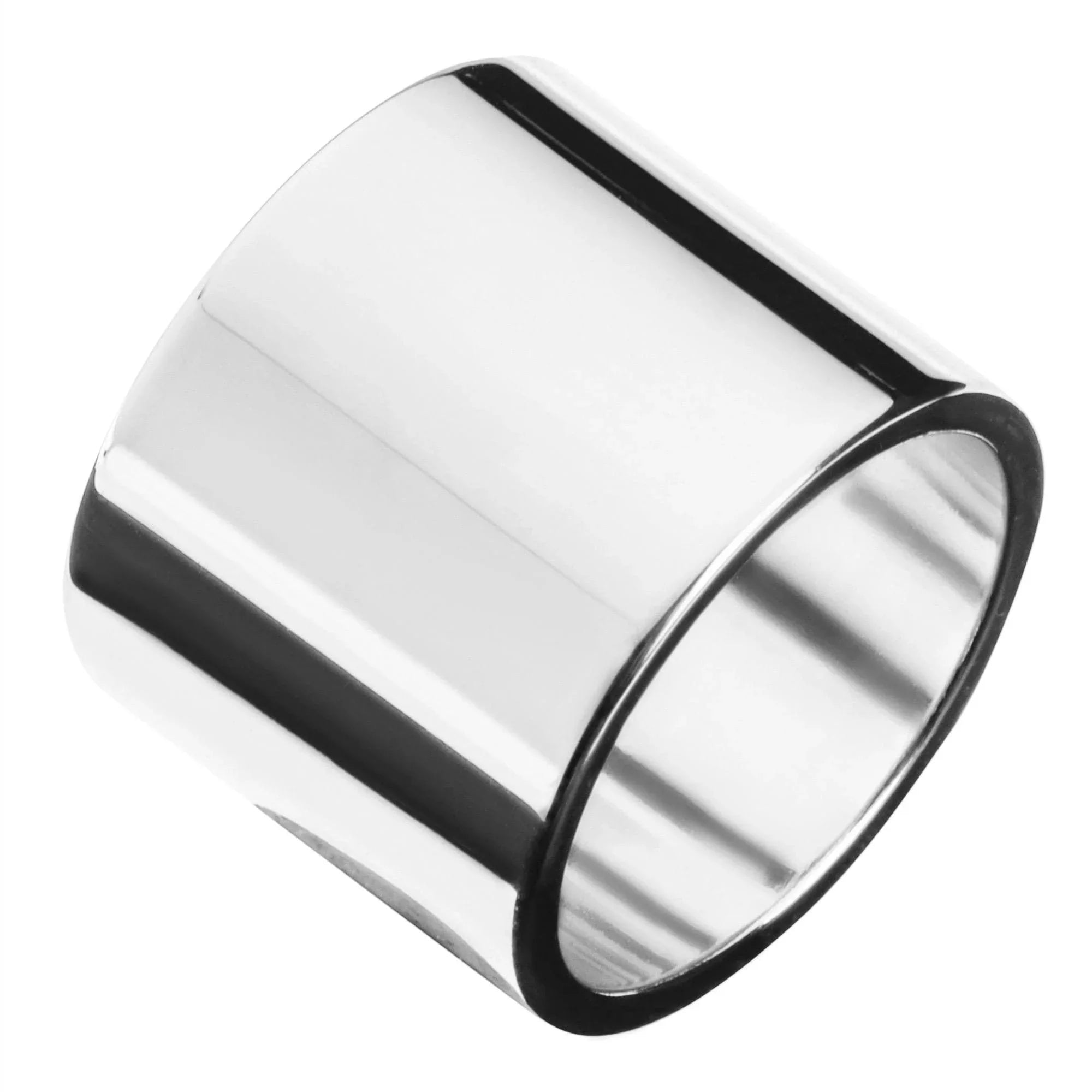 Polished silver men’s thick flat ring perfect for stylish wear
