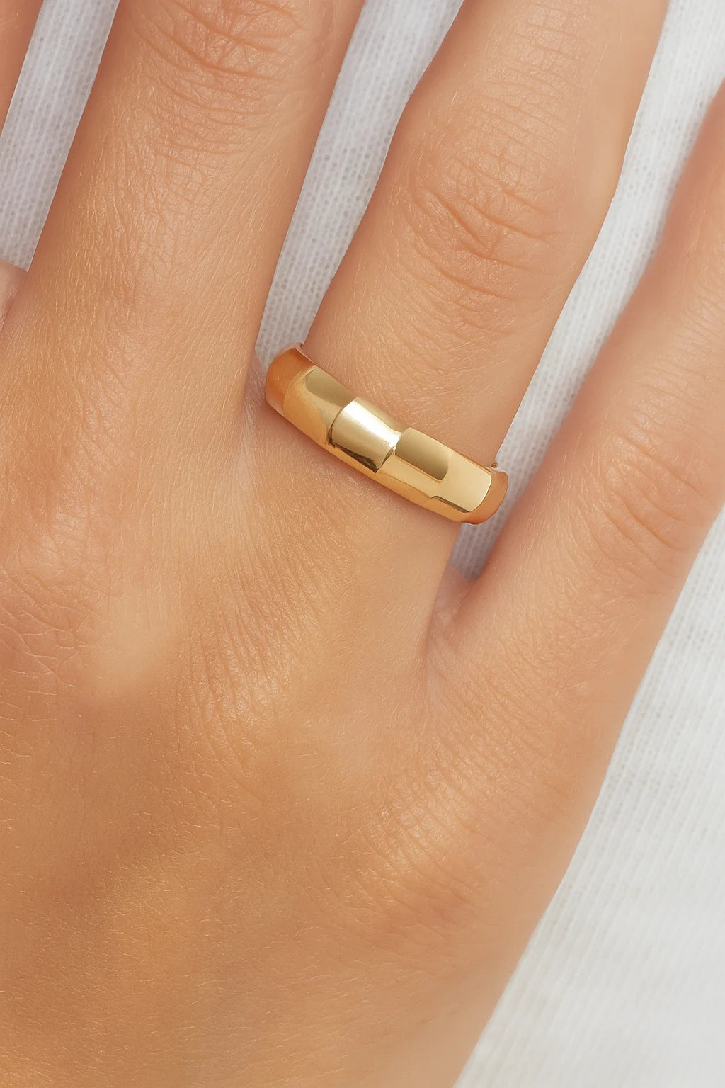 Rylie Ring shiny gold band with subtle raised square pattern jewelry accessory