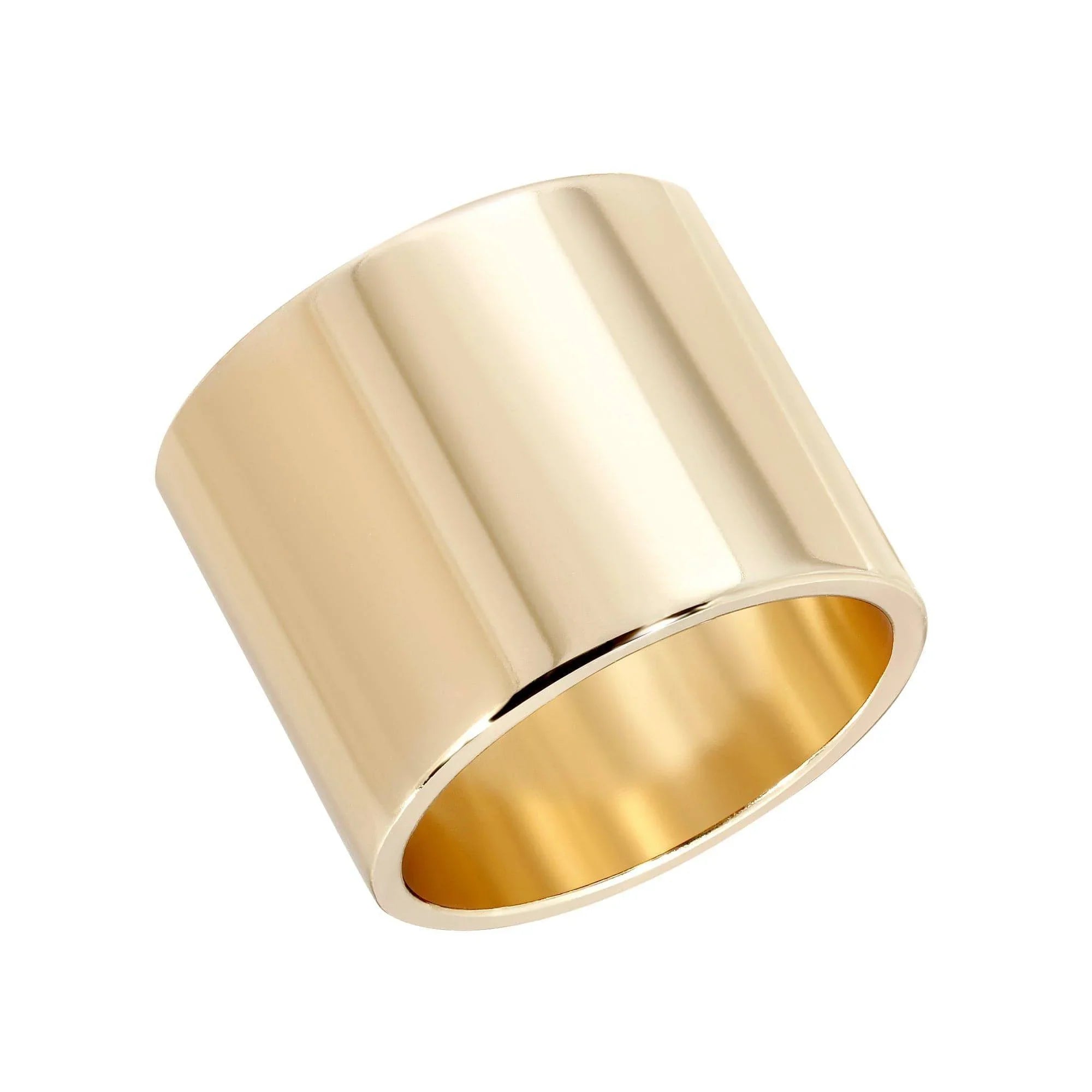 Wide polished gold ring from the Thick Flat Ring collection shines bright and stylish