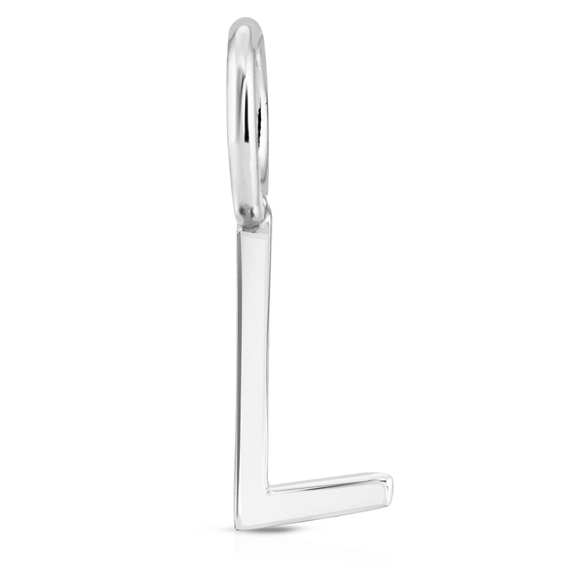 Shiny Silver Letter L Pendant from Silver Essential Letters on a chain