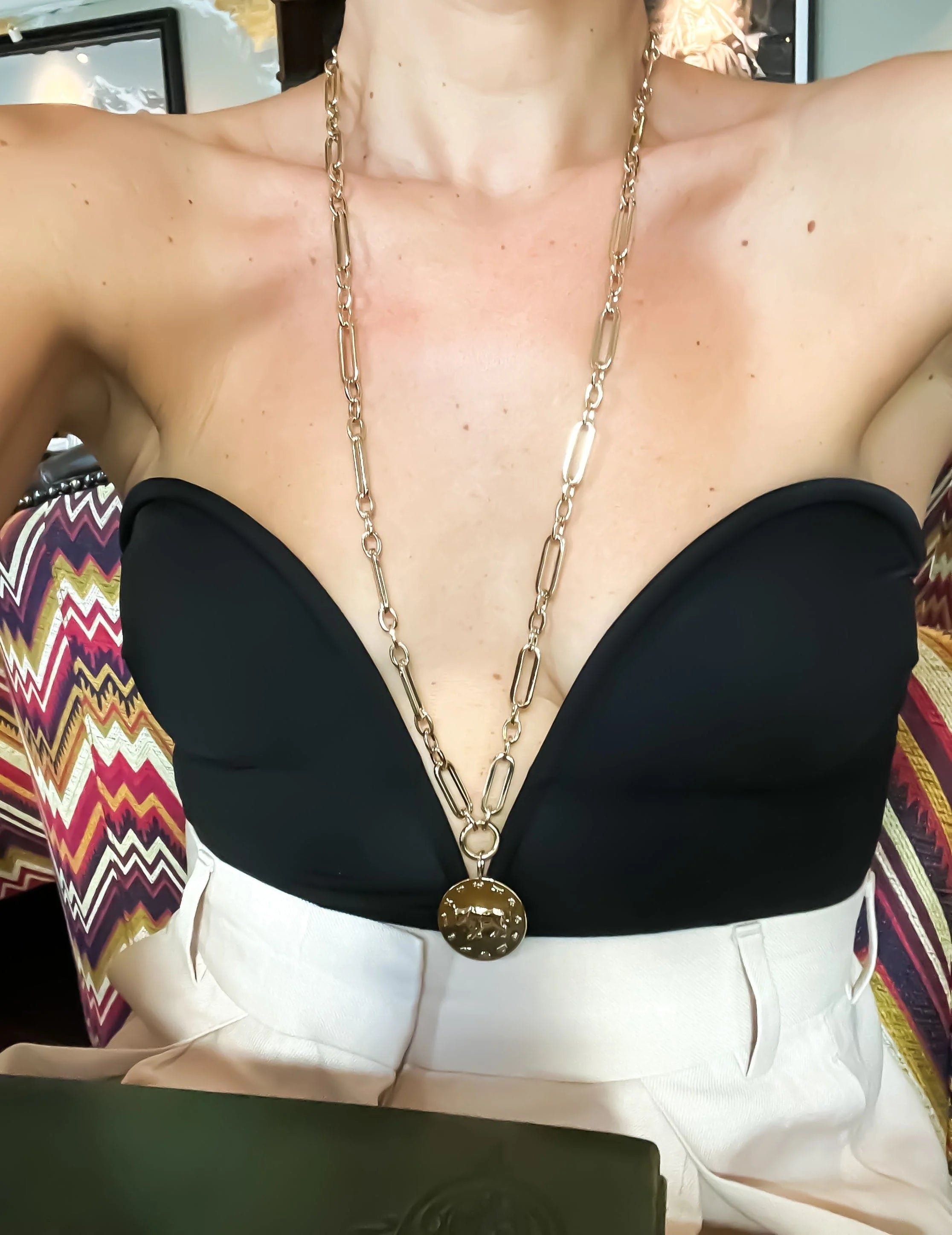 Gold chain necklace with zodiac medallion pendant for the Zodiac Pendant Necklace product
