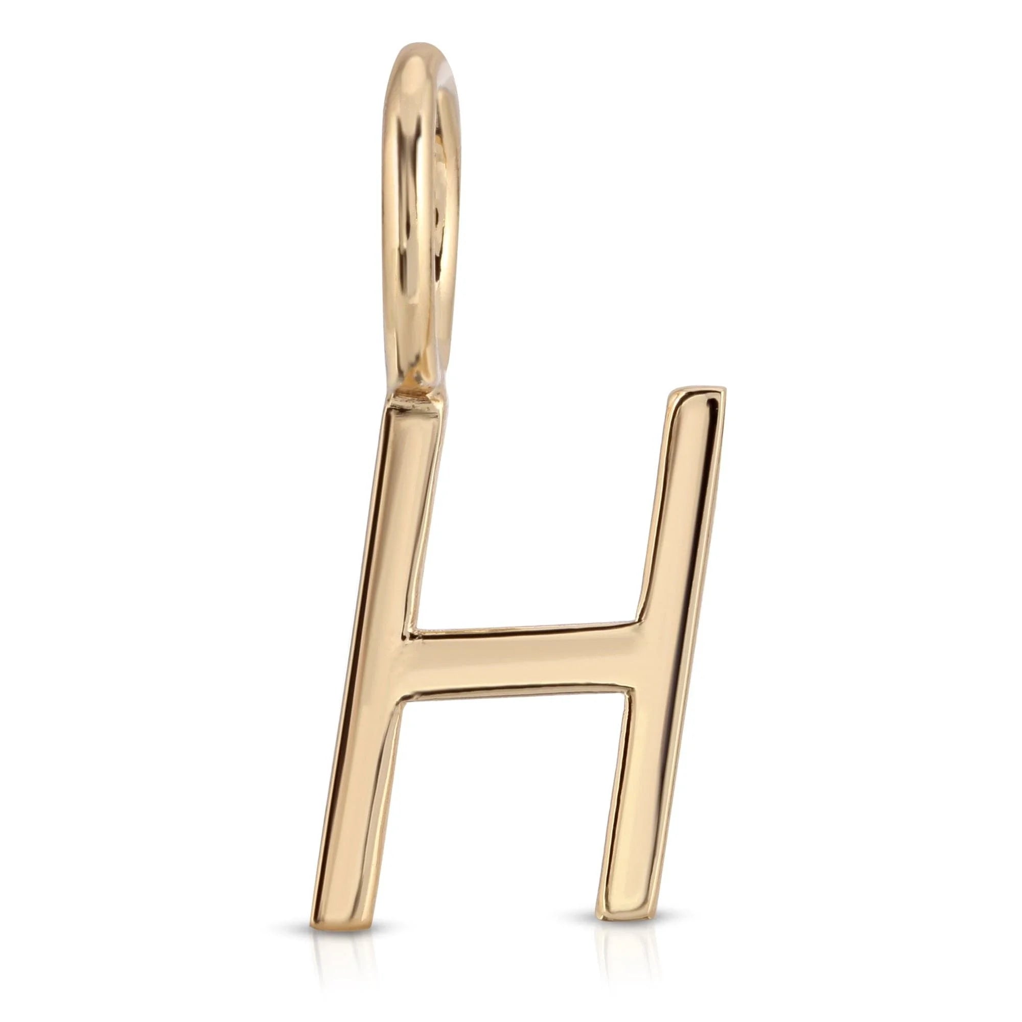 Gold letter H pendant from Essential Letters with recycled brass plated letters measuring 15mm