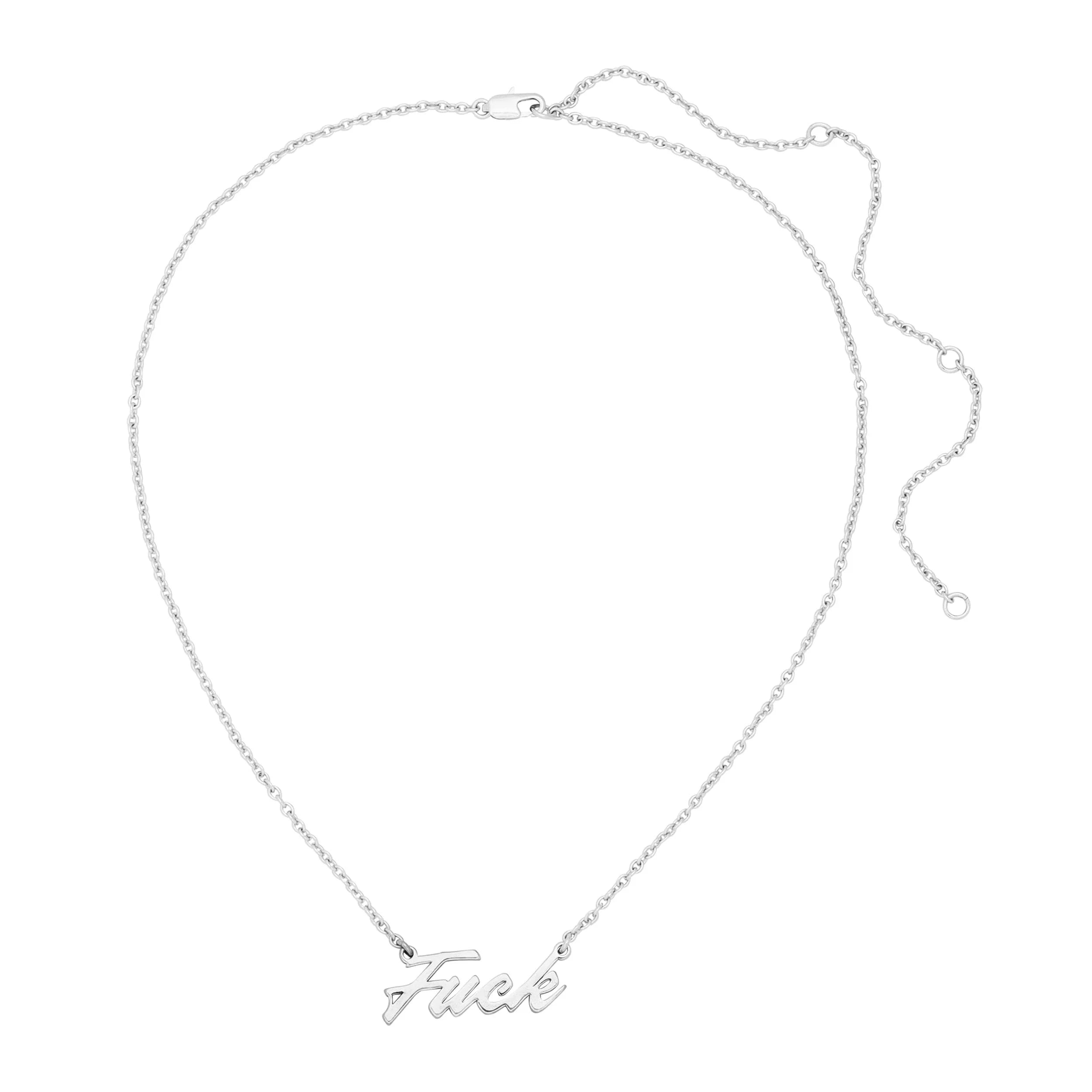 Silver Fuck Necklace, bold statement jewelry for edgy style enthusiasts