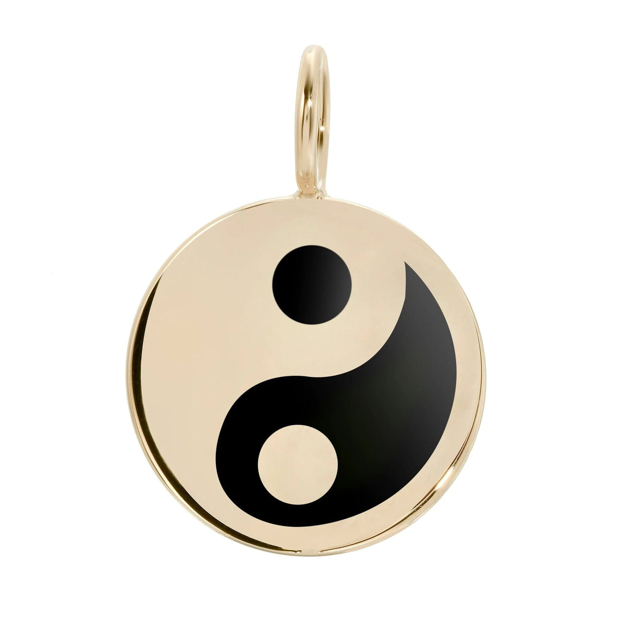 Gold yin and yang pendant on a black enamel necklace perfect for your style