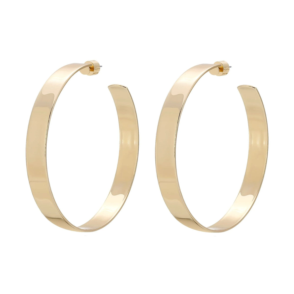 Gold hoop earrings from Large Flat Hoops line for a chic and stylish look