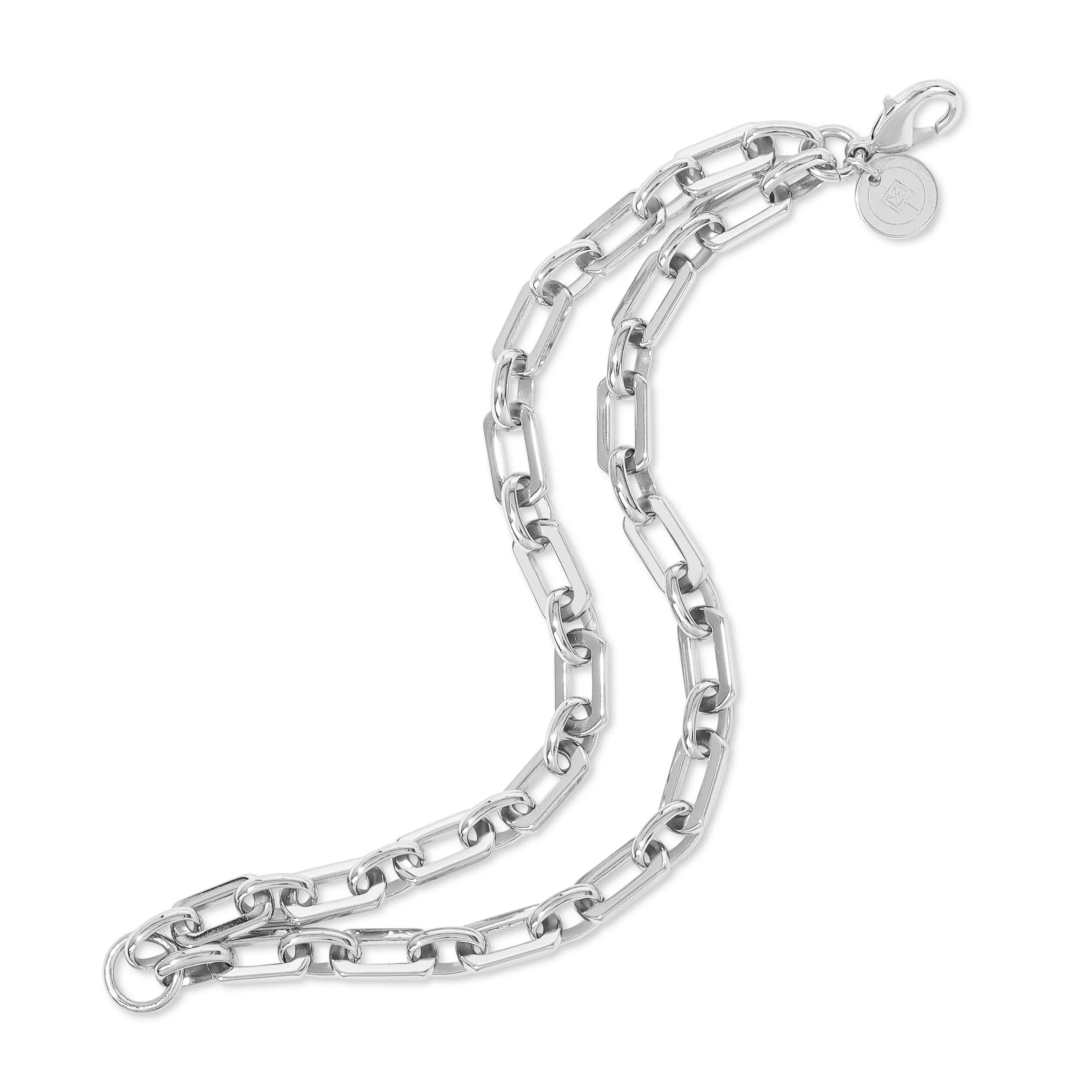 Silver chain-link necklace from Liv Double Chain Bracelet collection