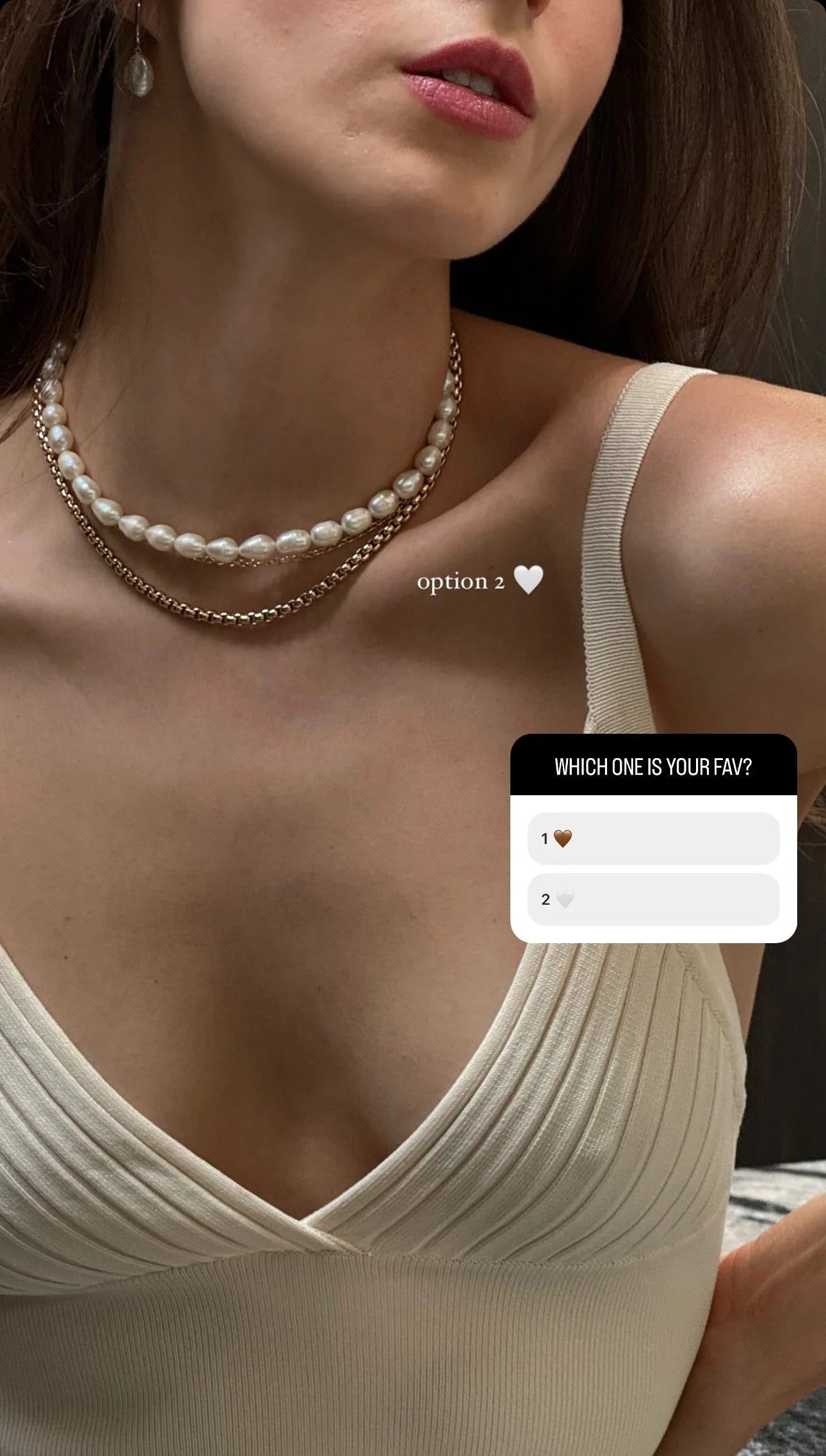Layered pearl and gold necklace featuring the Luciana Box Chain Necklace and Venetian Box Chain