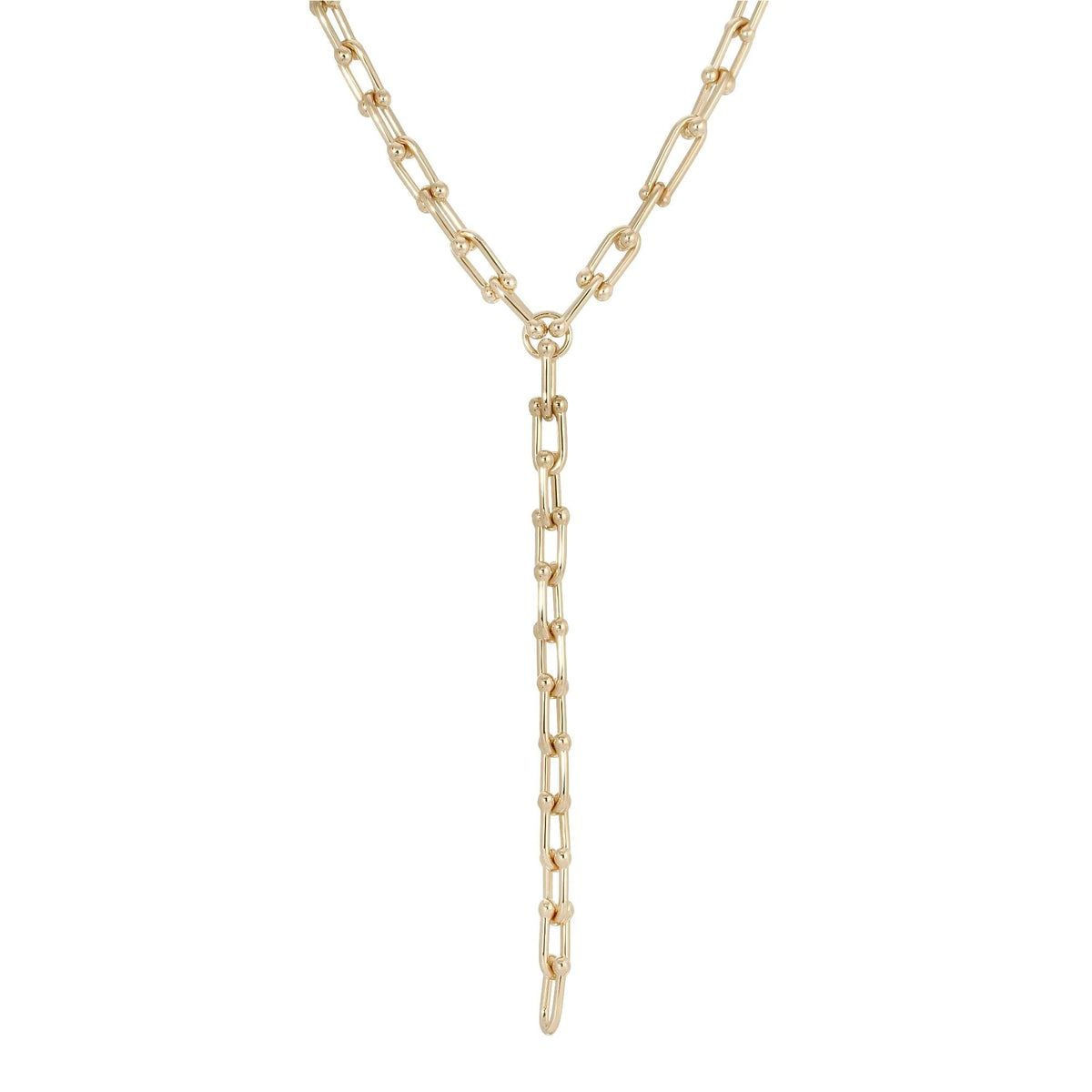 Gold-toned chain necklace from Margaux Lariat Necklace collection looking stylish