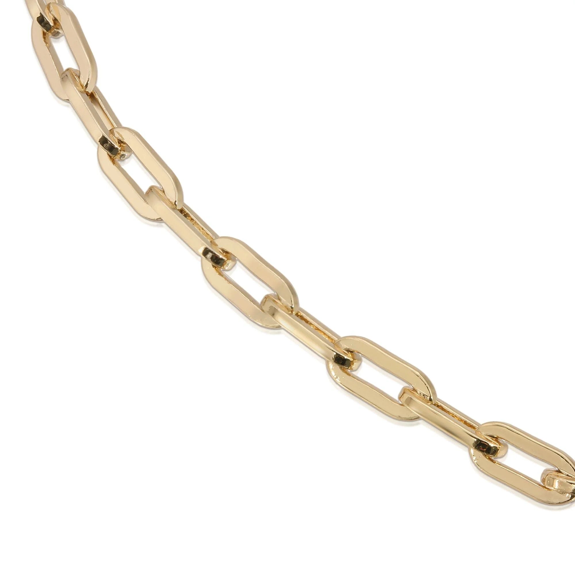 Gold-toned Medium Link Chain Lariat Necklace in Recycled Brass Plated Material