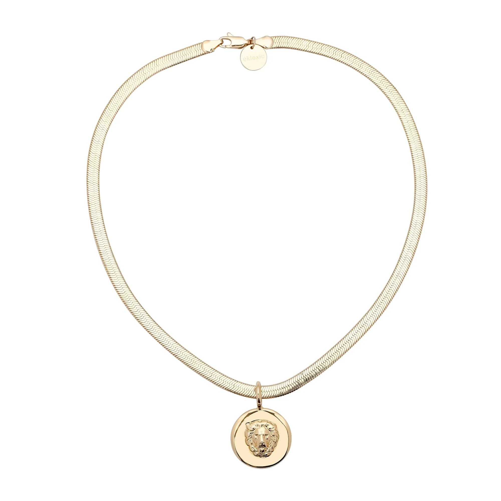 Gold Herringbone Chain Necklace with Leni Pendant for Melissa Pendant Necklace featuring 5mm Viper Chain