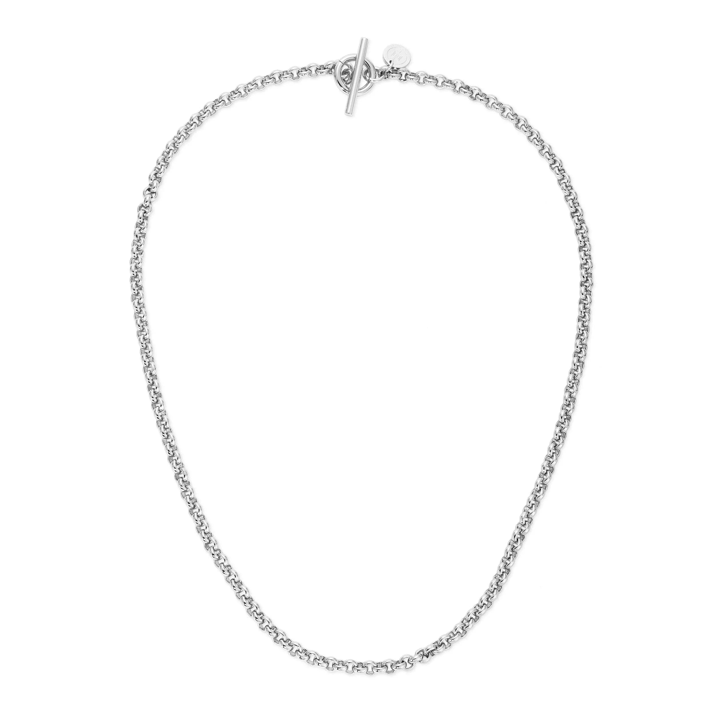 Silver Micro Royal Rolo Chain Necklace with Toggle Clasp for stylish everyday wear