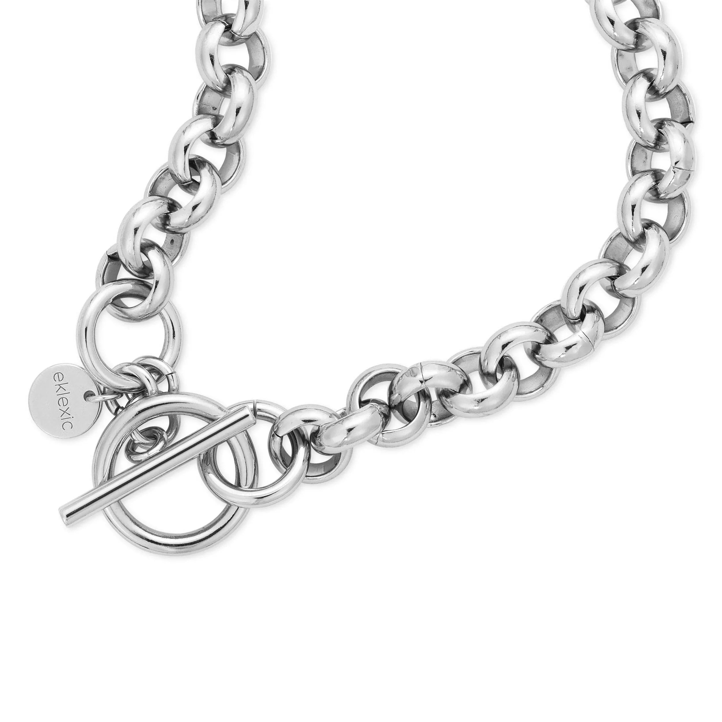 Silver Micro Royal Rolo Chain Necklace with Toggle Clasp for chic style