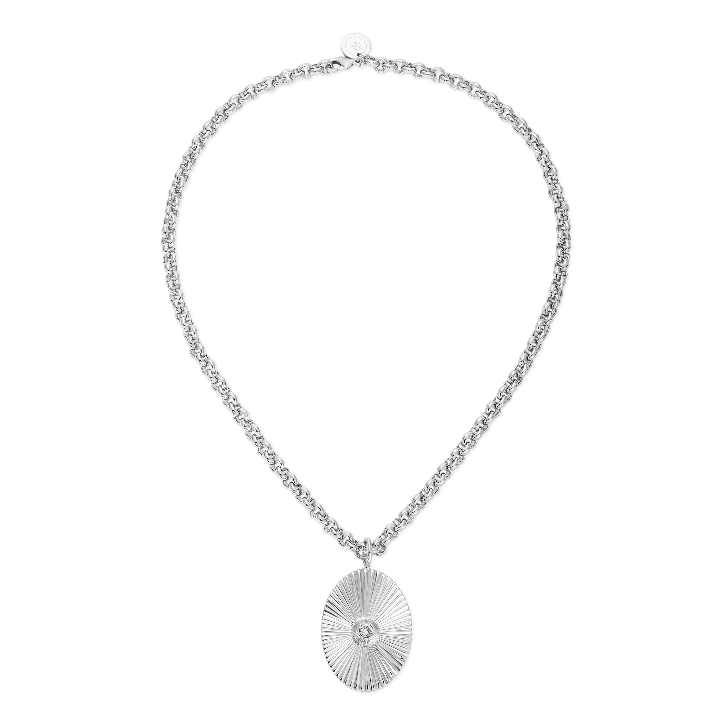 Silver chain necklace with an oval pendant from Ozzy Pendant Necklace collection