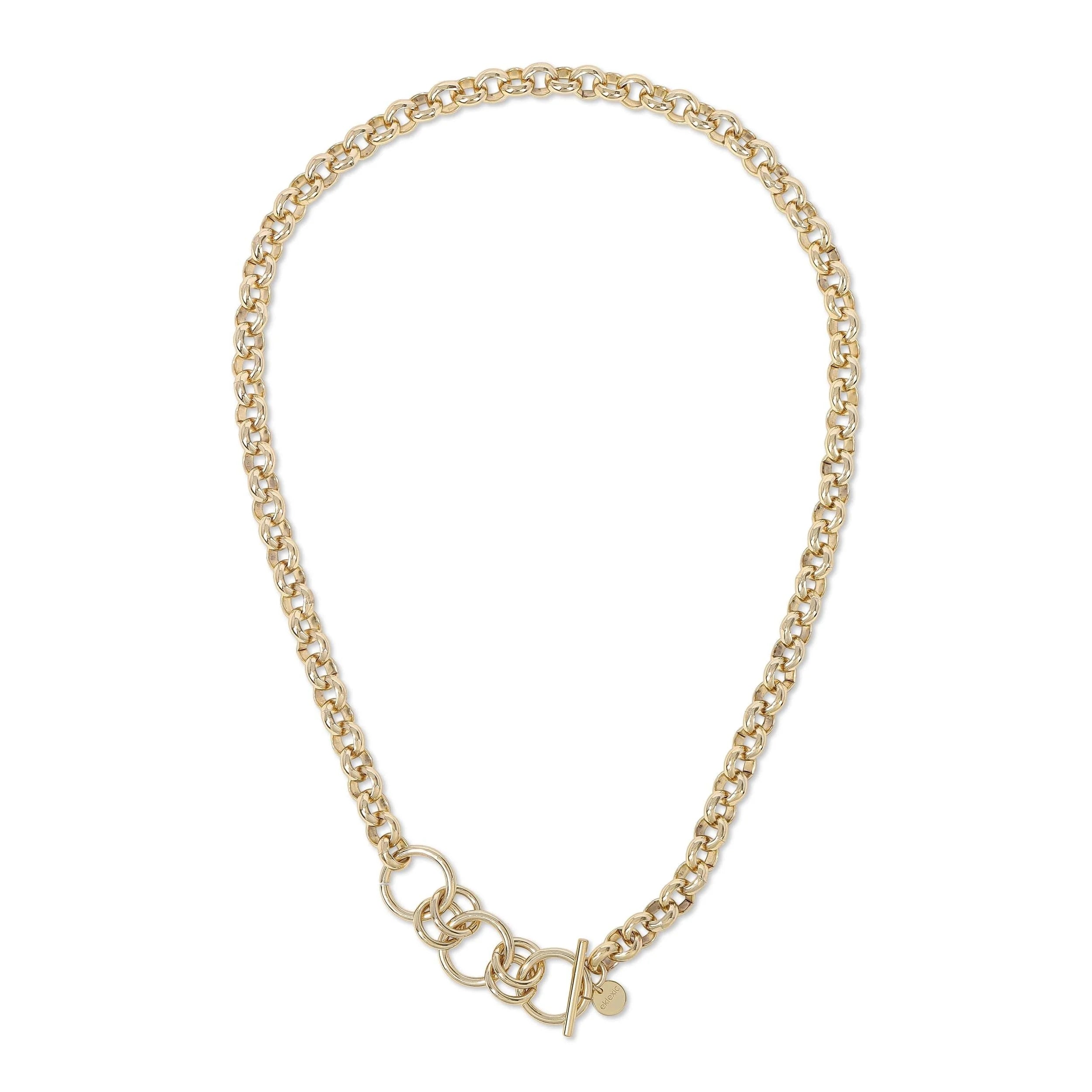 Gold-toned chain necklace with circular links from Royal Toggle Convertable Lariat Necklace